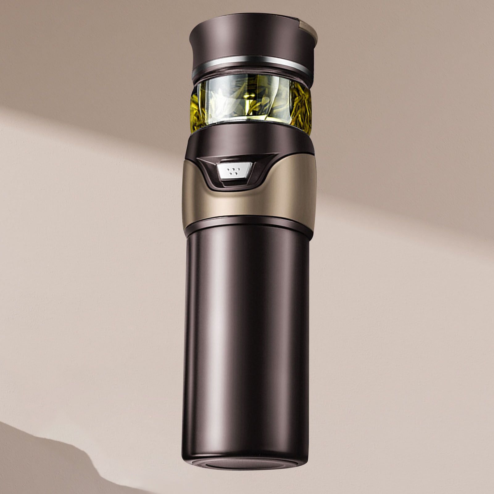 Tea Bottle with Infuser Tea Tumbler Stainless Steel Double Layer Insulated Cup for Men Daily Office Home Brown - Image 5
