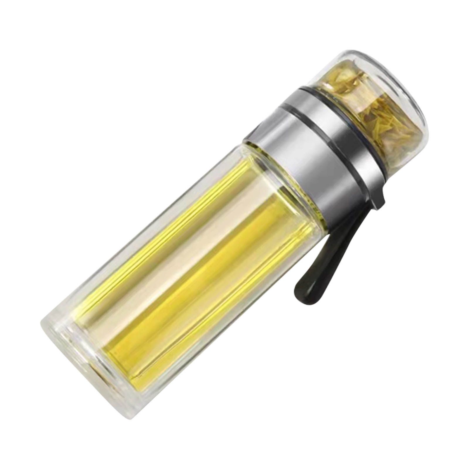 Glass Transparent Tea Bottle Portable Tea Water Bottle Tea and Water Separation Bottle Steel Color - Image 1