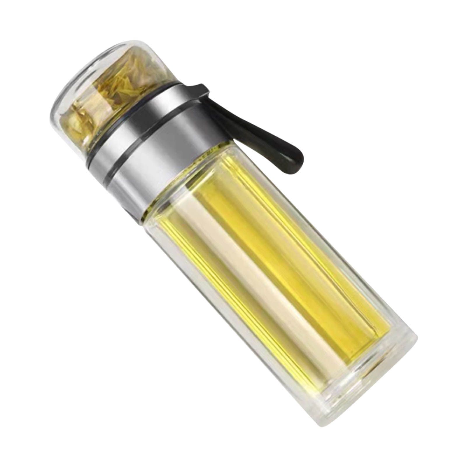 Glass Transparent Tea Bottle Portable Tea Water Bottle Tea and Water Separation Bottle Steel Color - Image 2