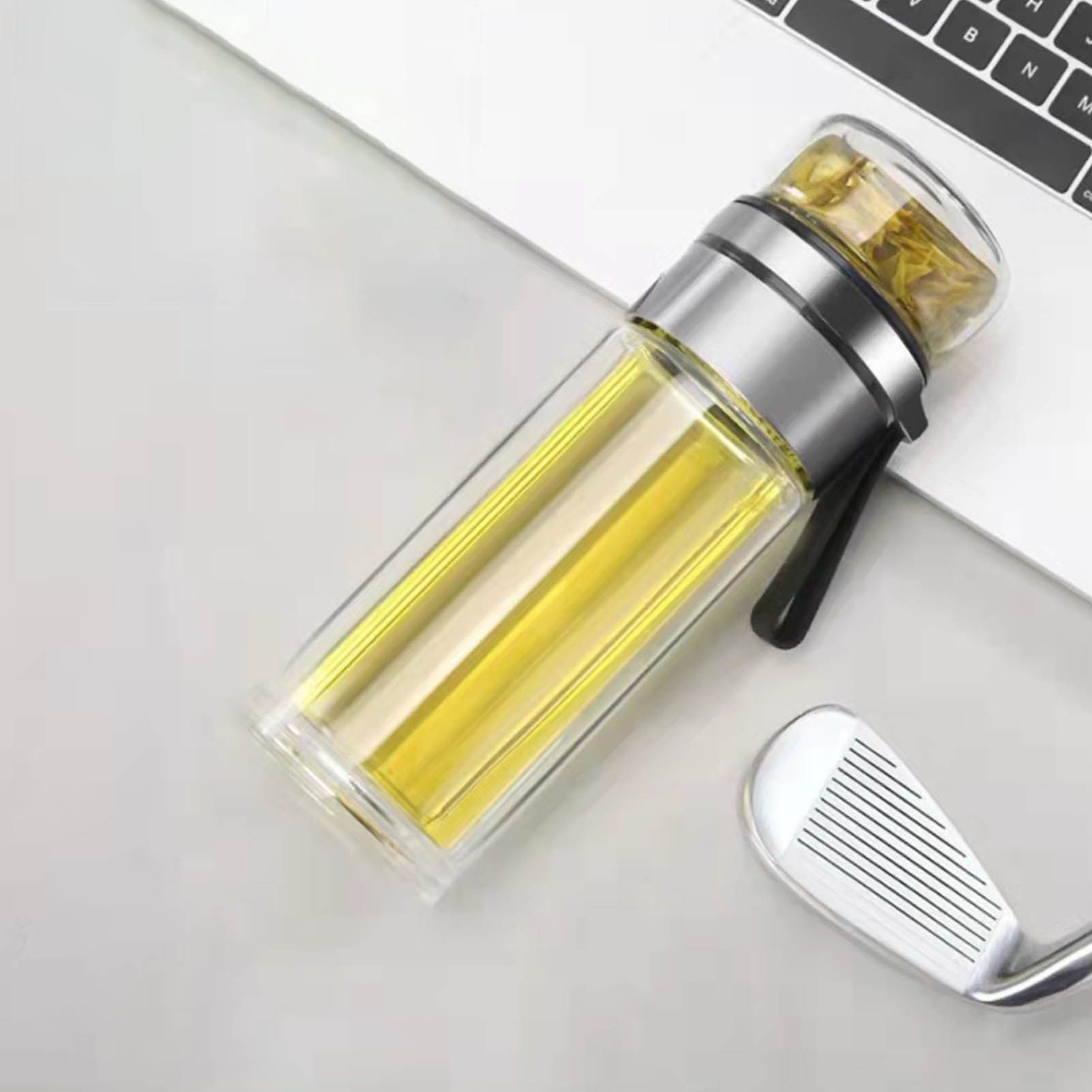 Glass Transparent Tea Bottle Portable Tea Water Bottle Tea and Water Separation Bottle Steel Color - Image 5