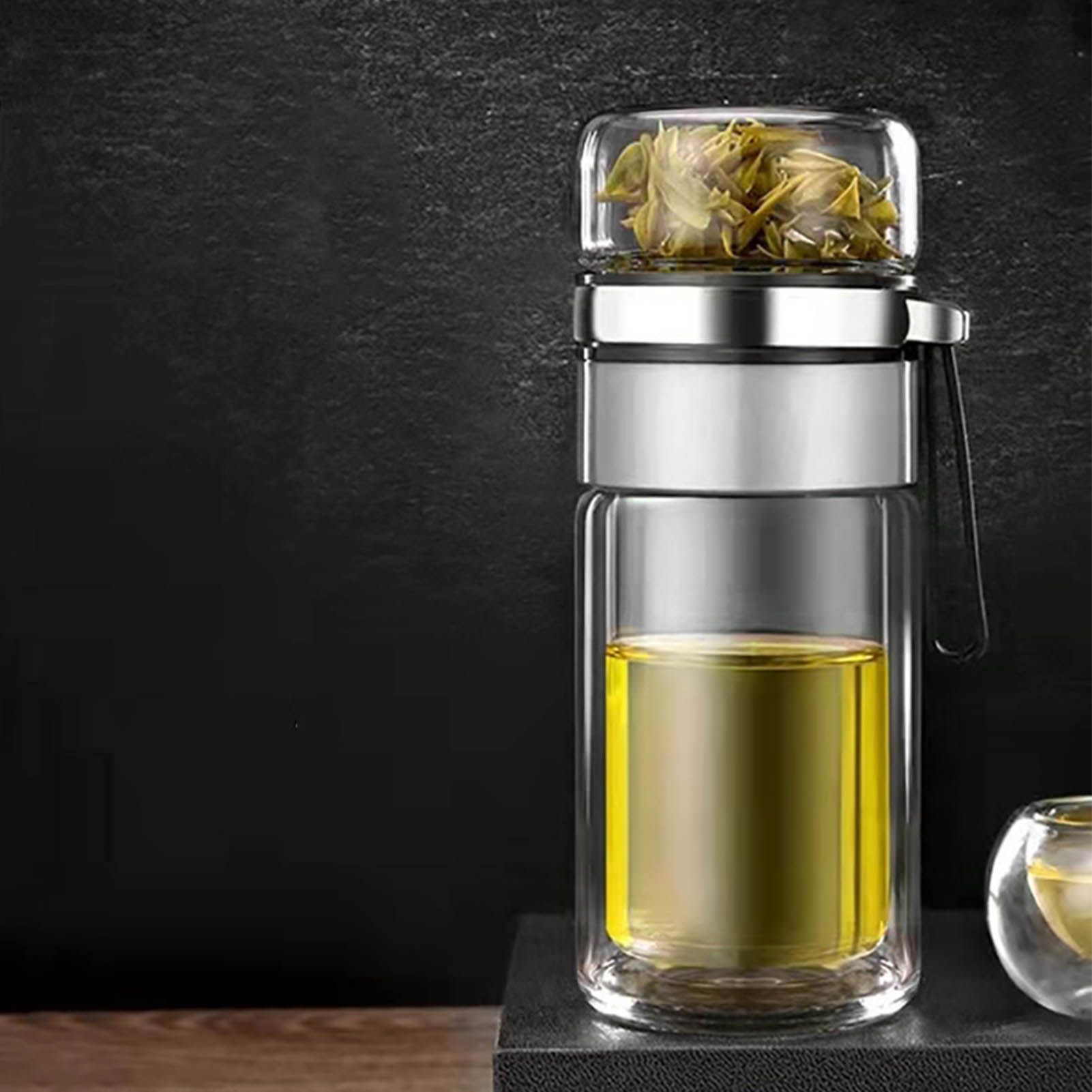 Glass Transparent Tea Bottle Portable Tea Water Bottle Tea and Water Separation Bottle Steel Color - Image 6