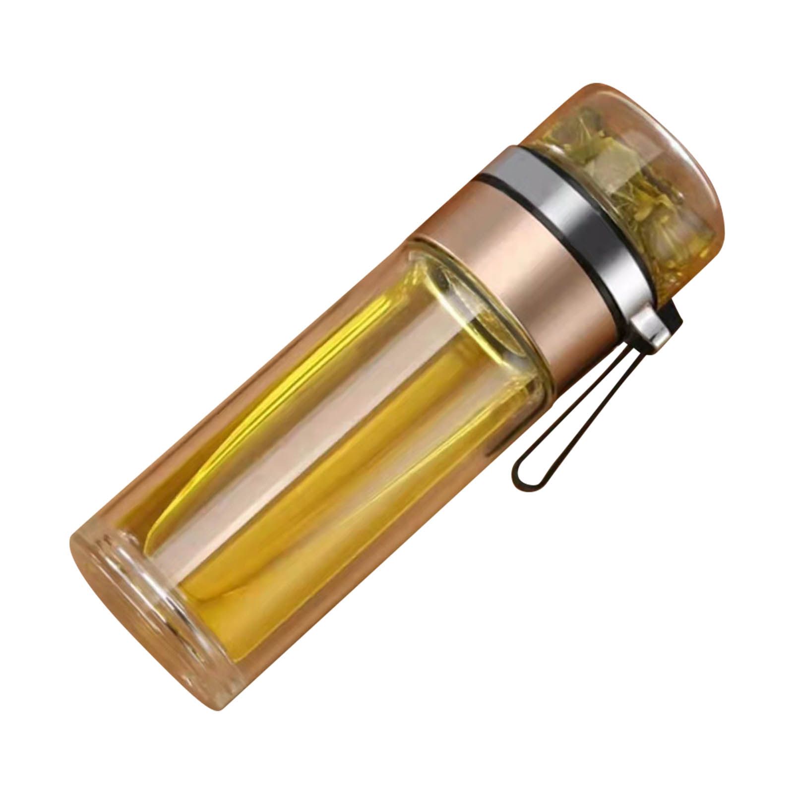 Glass Transparent Tea Bottle Portable Tea Water Bottle Tea and Water Separation Bottle Gold - Image 1