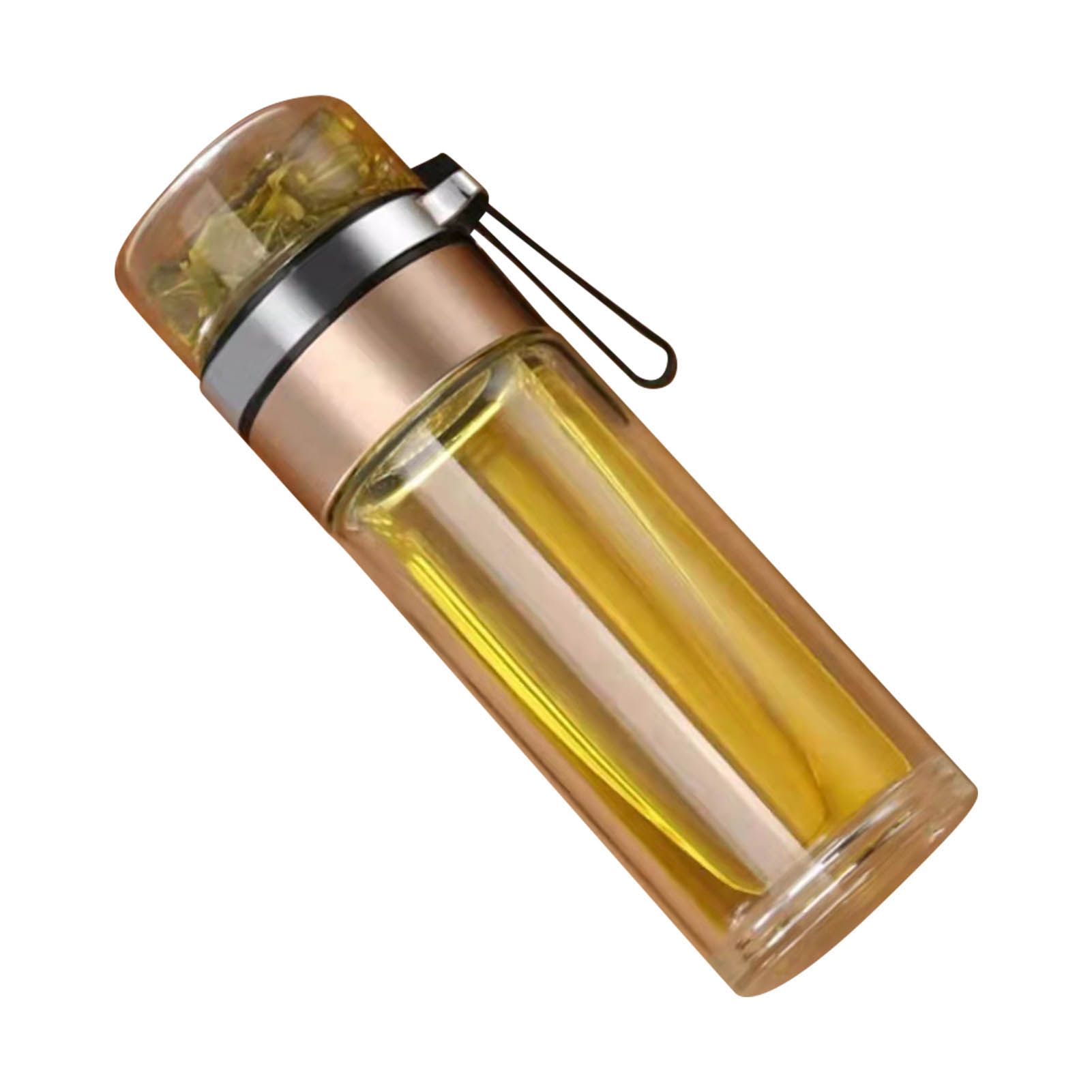 Glass Transparent Tea Bottle Portable Tea Water Bottle Tea and Water Separation Bottle Gold - Image 2