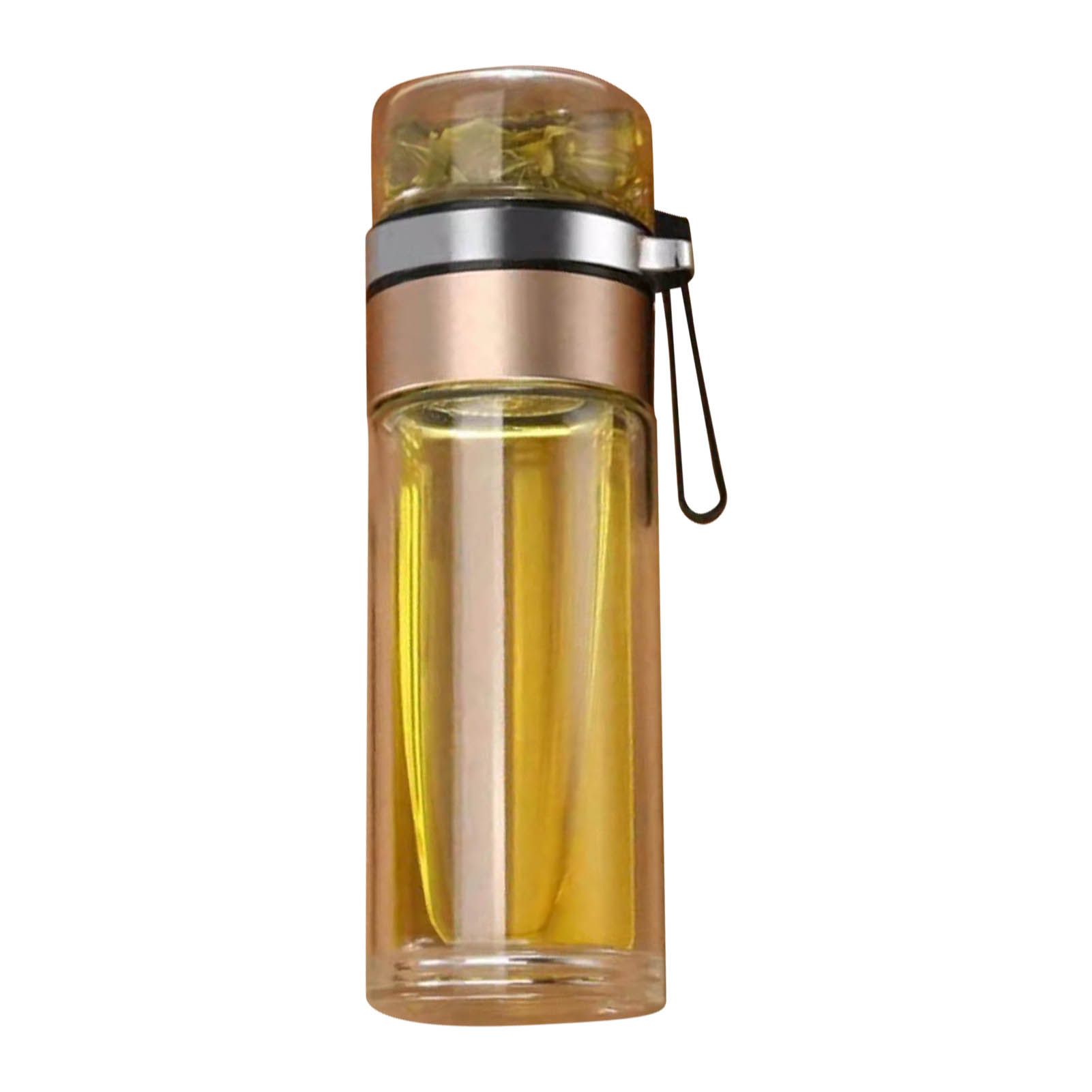 Glass Transparent Tea Bottle Portable Tea Water Bottle Tea and Water Separation Bottle Gold - Image 3