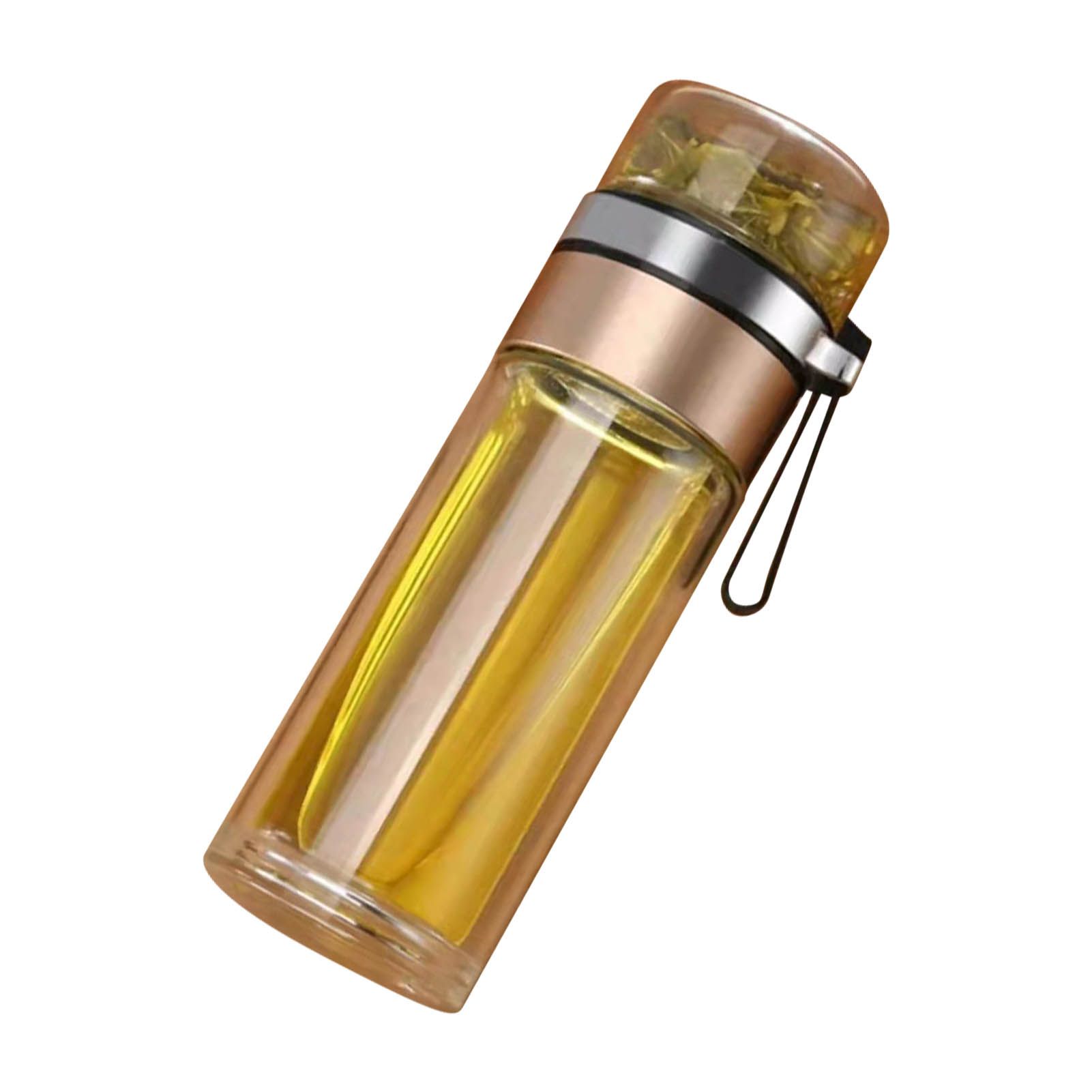 Glass Transparent Tea Bottle Portable Tea Water Bottle Tea and Water Separation Bottle Gold - Image 4