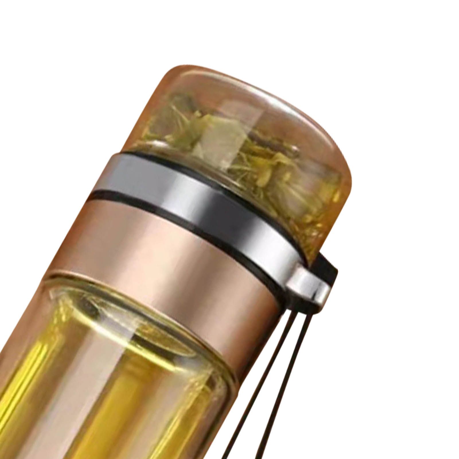 Glass Transparent Tea Bottle Portable Tea Water Bottle Tea and Water Separation Bottle Gold - Image 7