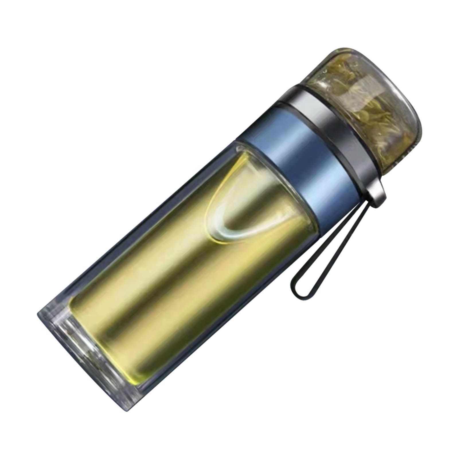Glass Transparent Tea Bottle Portable Tea Water Bottle Tea and Water Separation Bottle Blue - Image 1