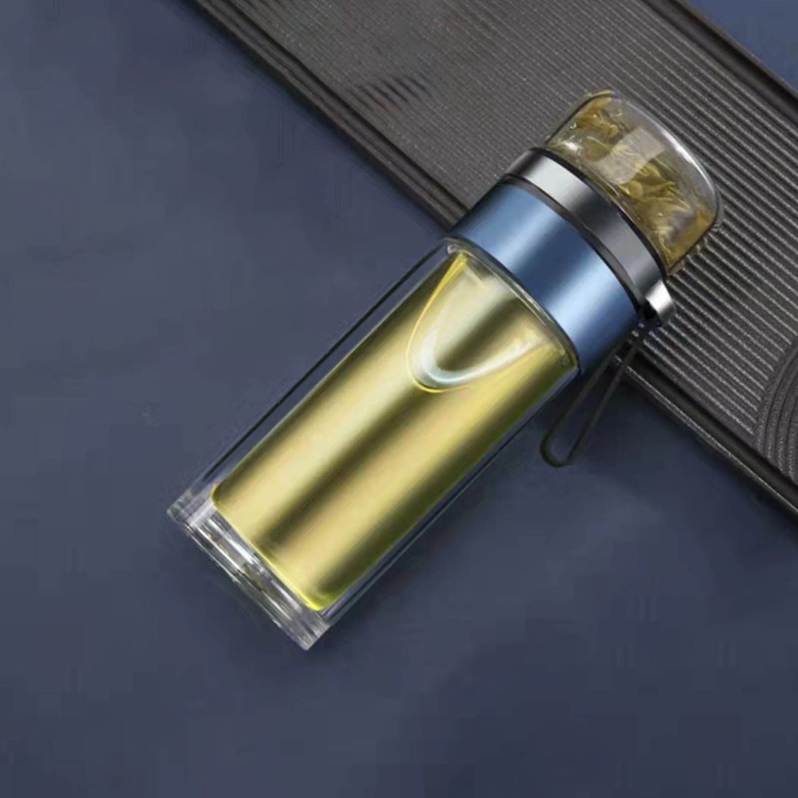 Glass Transparent Tea Bottle Portable Tea Water Bottle Tea and Water Separation Bottle Blue - Image 5