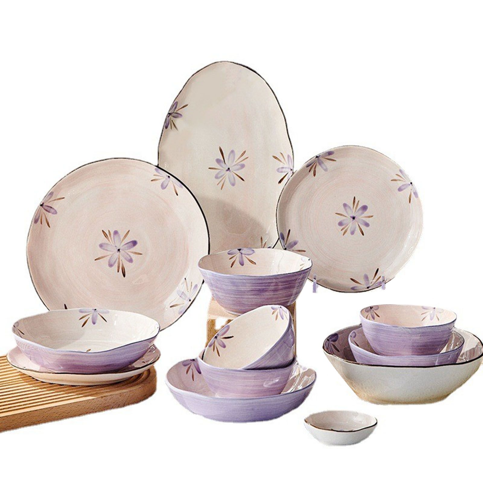 5in Beautiful Ceramic Bowl Purple Exquisite Ceramic Soup Bowls for Salad Pasta Rice Dessert - Image 1
