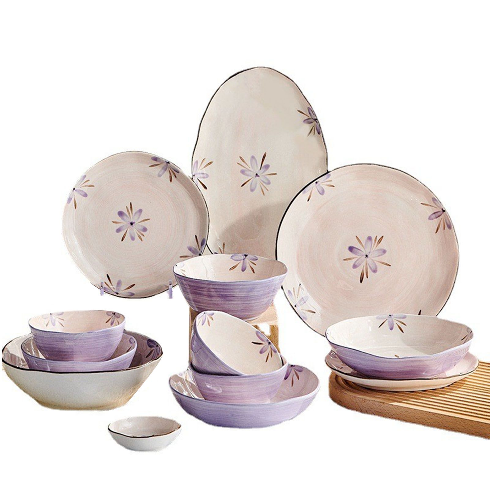 5in Beautiful Ceramic Bowl Purple Exquisite Ceramic Soup Bowls for Salad Pasta Rice Dessert - Image 2