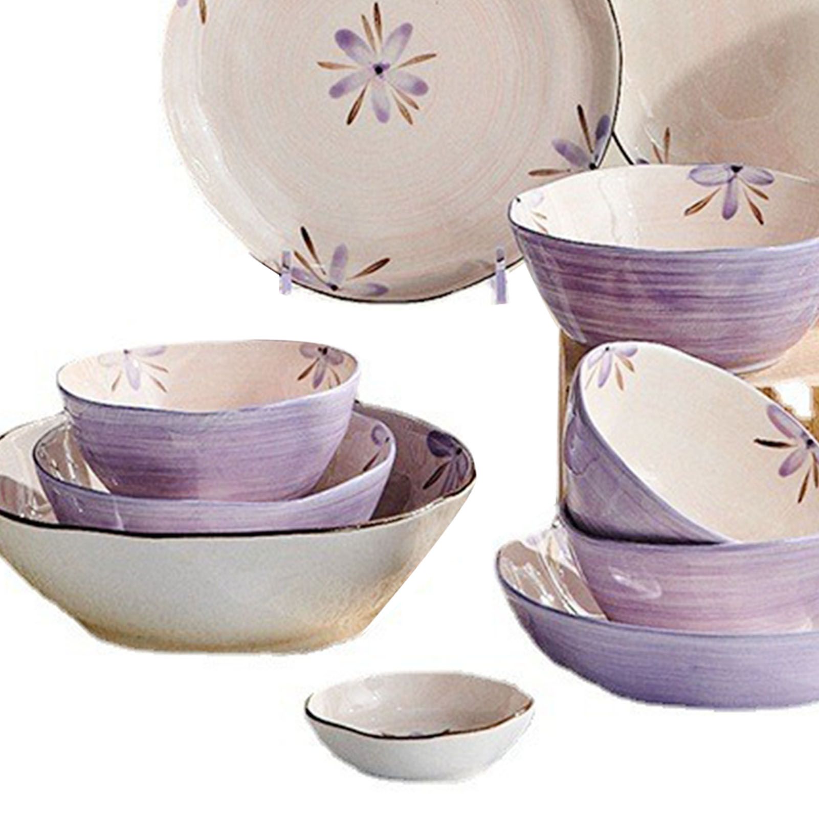 5in Beautiful Ceramic Bowl Purple Exquisite Ceramic Soup Bowls for Salad Pasta Rice Dessert - Image 5