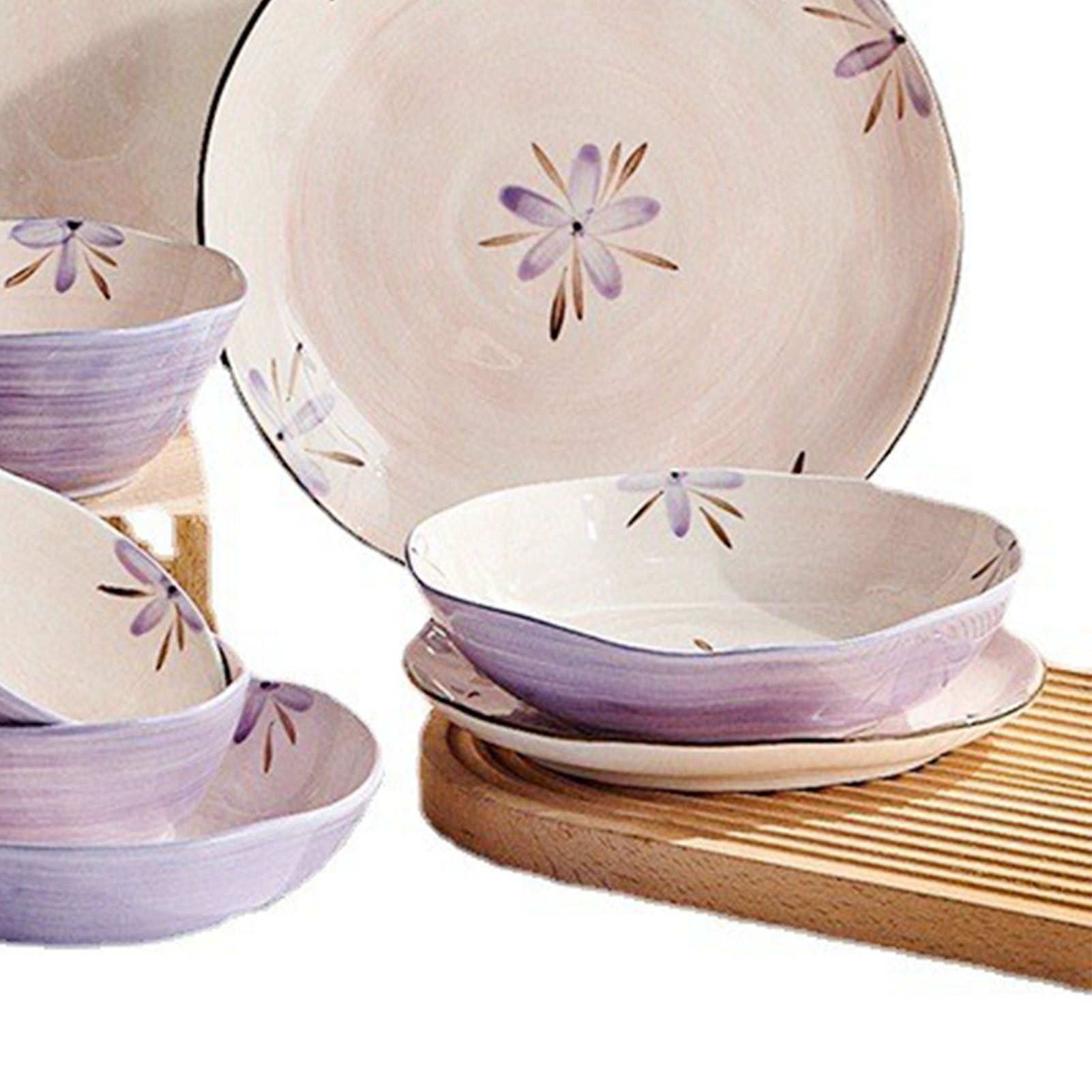 5in Beautiful Ceramic Bowl Purple Exquisite Ceramic Soup Bowls for Salad Pasta Rice Dessert - Image 6