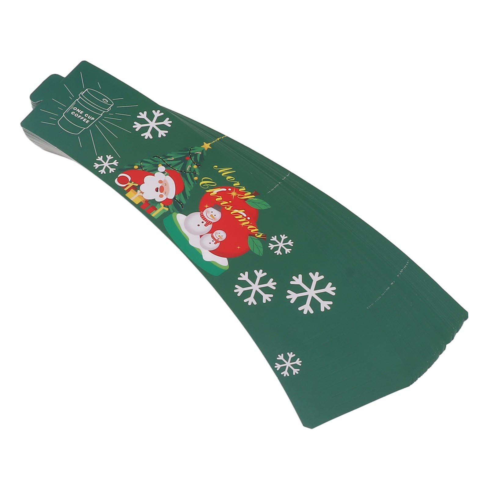 50PCS Coffee Cup Sleeves Disposable Paper Cup Sleeves Hot Drink Holder for Halloween Christmas Chocolate Cold Beverage Green - Image 5