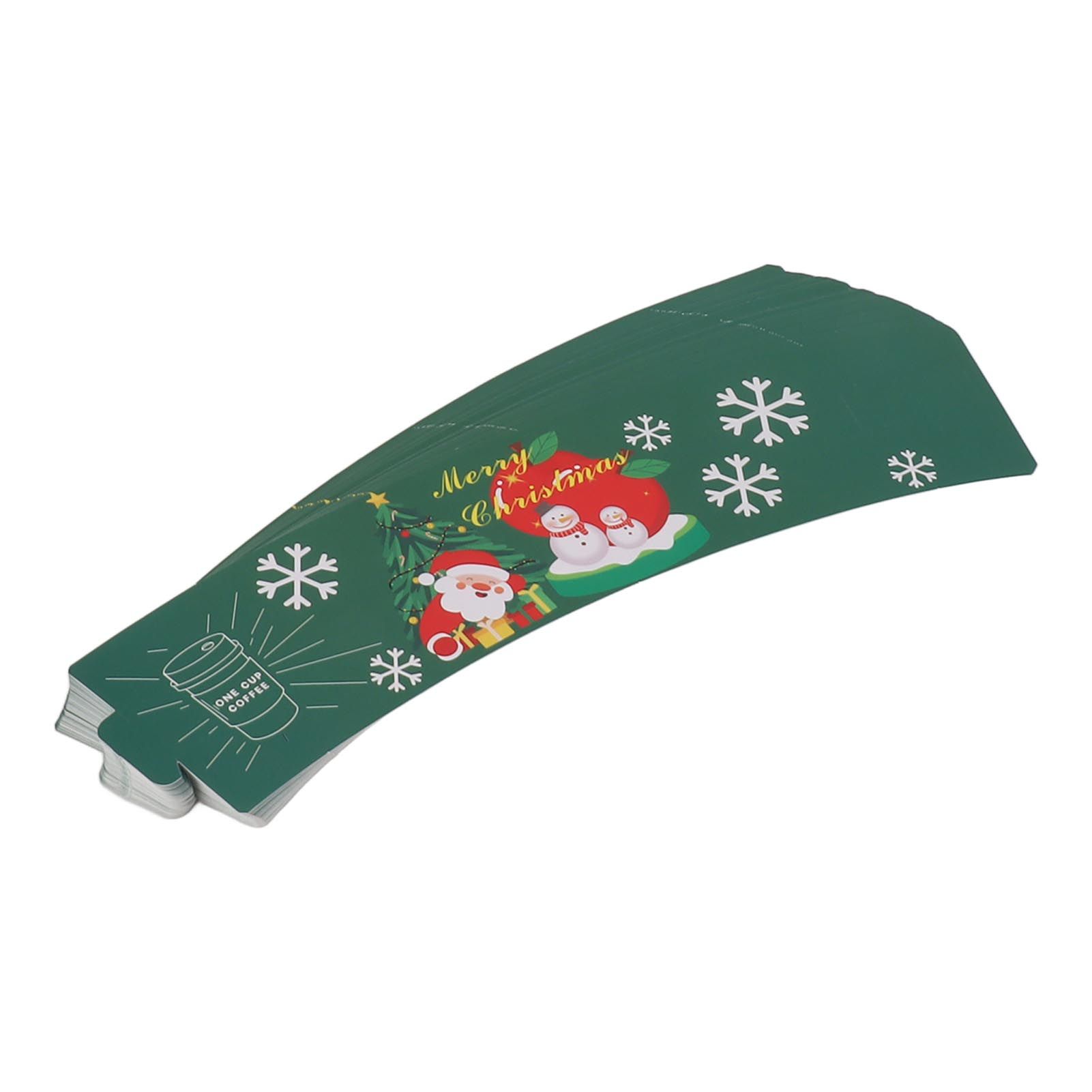 50PCS Coffee Cup Sleeves Disposable Paper Cup Sleeves Hot Drink Holder for Halloween Christmas Chocolate Cold Beverage Green - Image 6