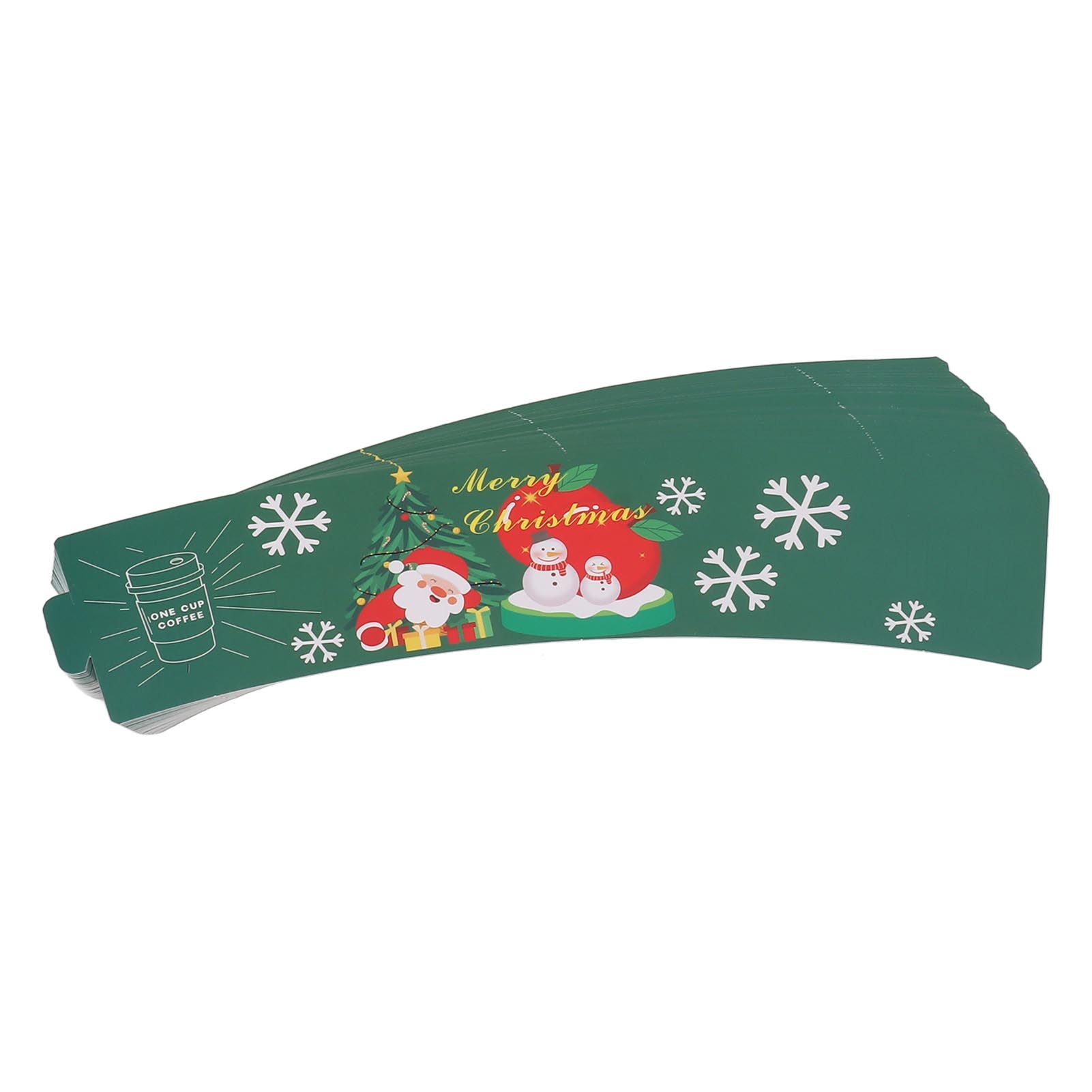 50PCS Coffee Cup Sleeves Disposable Paper Cup Sleeves Hot Drink Holder for Halloween Christmas Chocolate Cold Beverage Green - Image 7