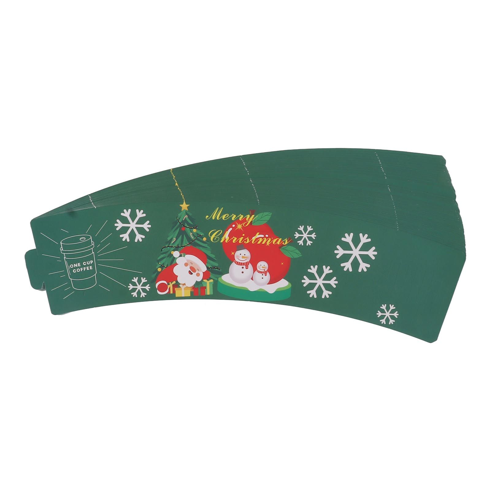 50PCS Coffee Cup Sleeves Disposable Paper Cup Sleeves Hot Drink Holder for Halloween Christmas Chocolate Cold Beverage Green - Image 8