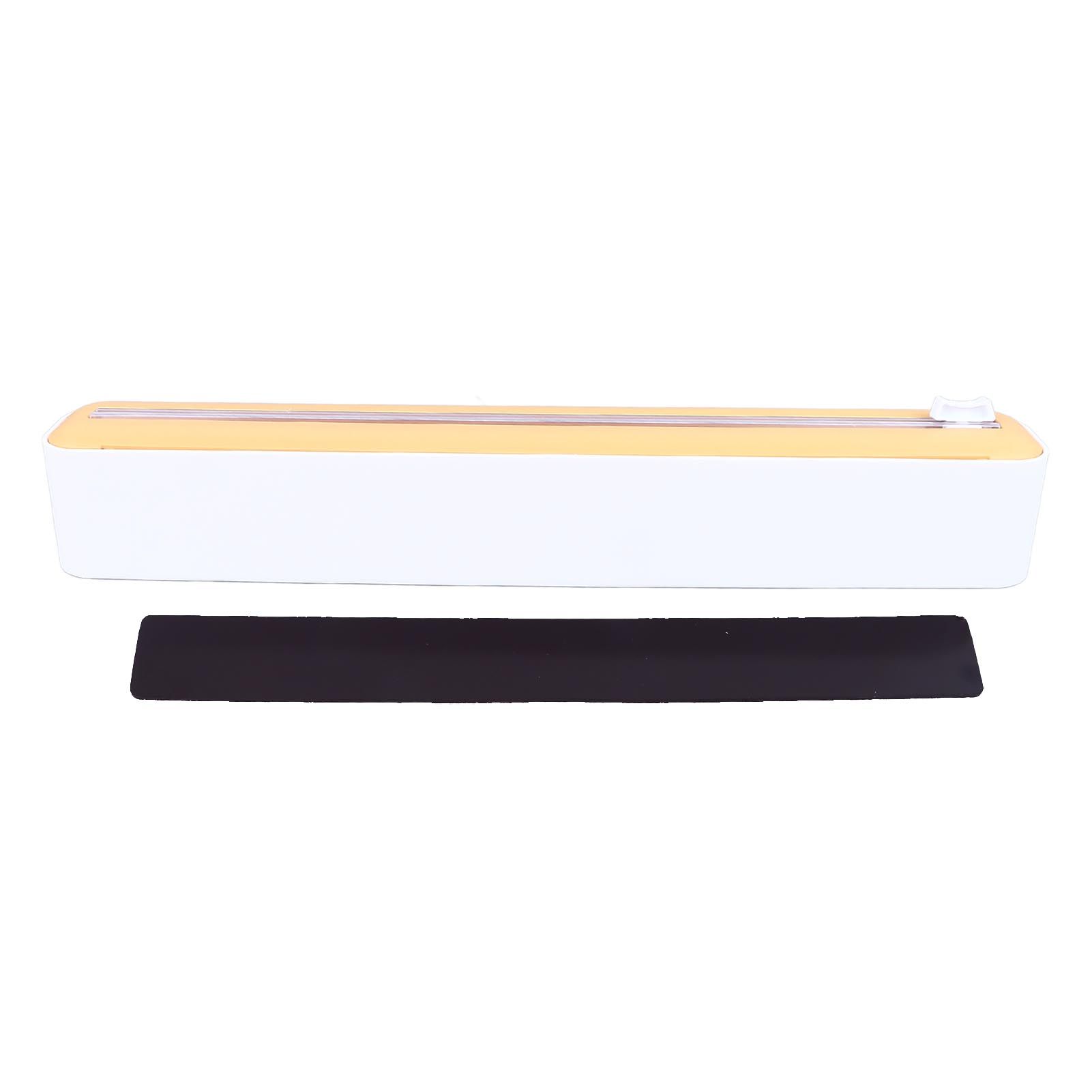 Reusable Cling Film Dispenser Magnetic Refillable Plastic Wrap Dispenser with Cutter Magnetic Stripe White Yellow - Image 1