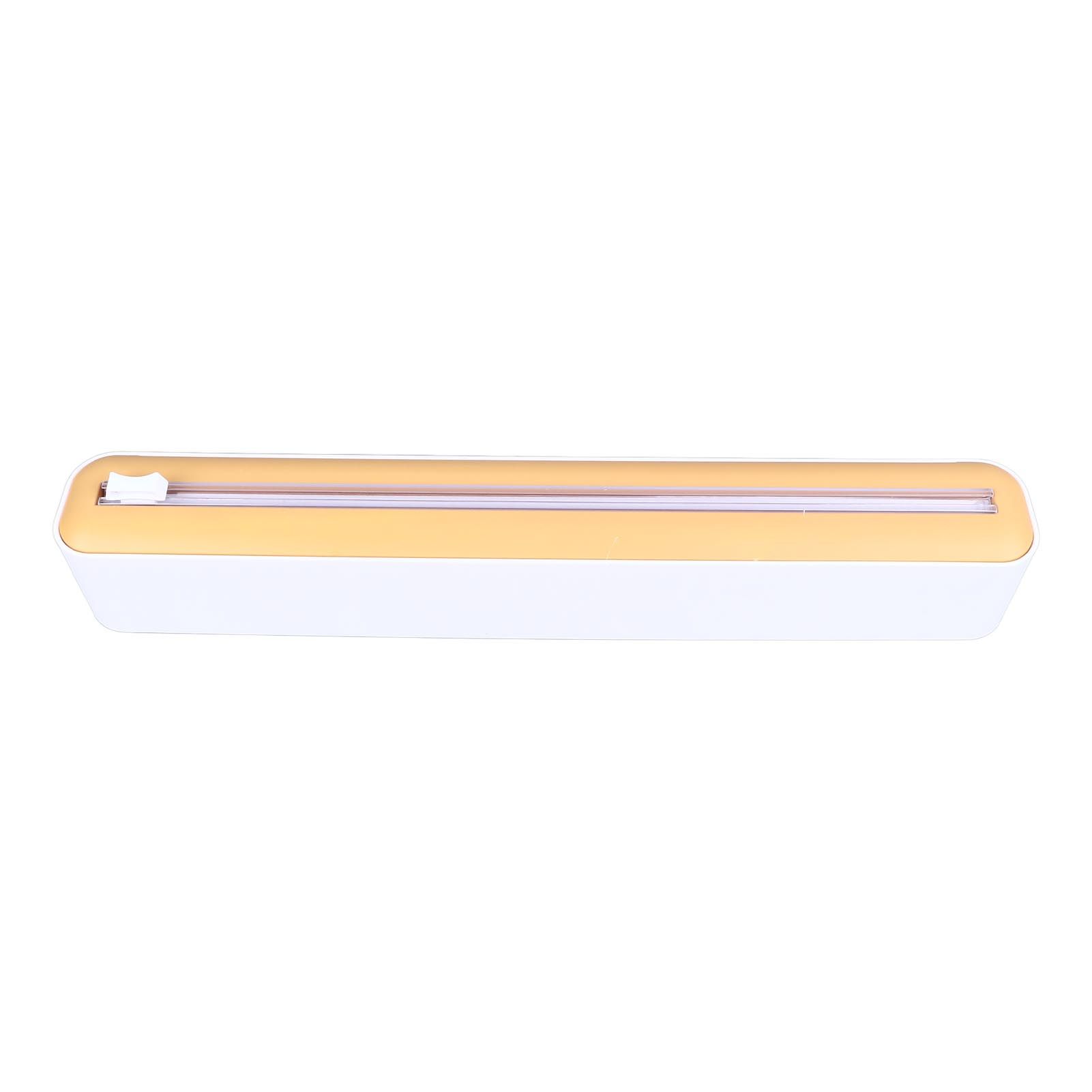 Reusable Cling Film Dispenser Magnetic Refillable Plastic Wrap Dispenser with Cutter Magnetic Stripe White Yellow - Image 2