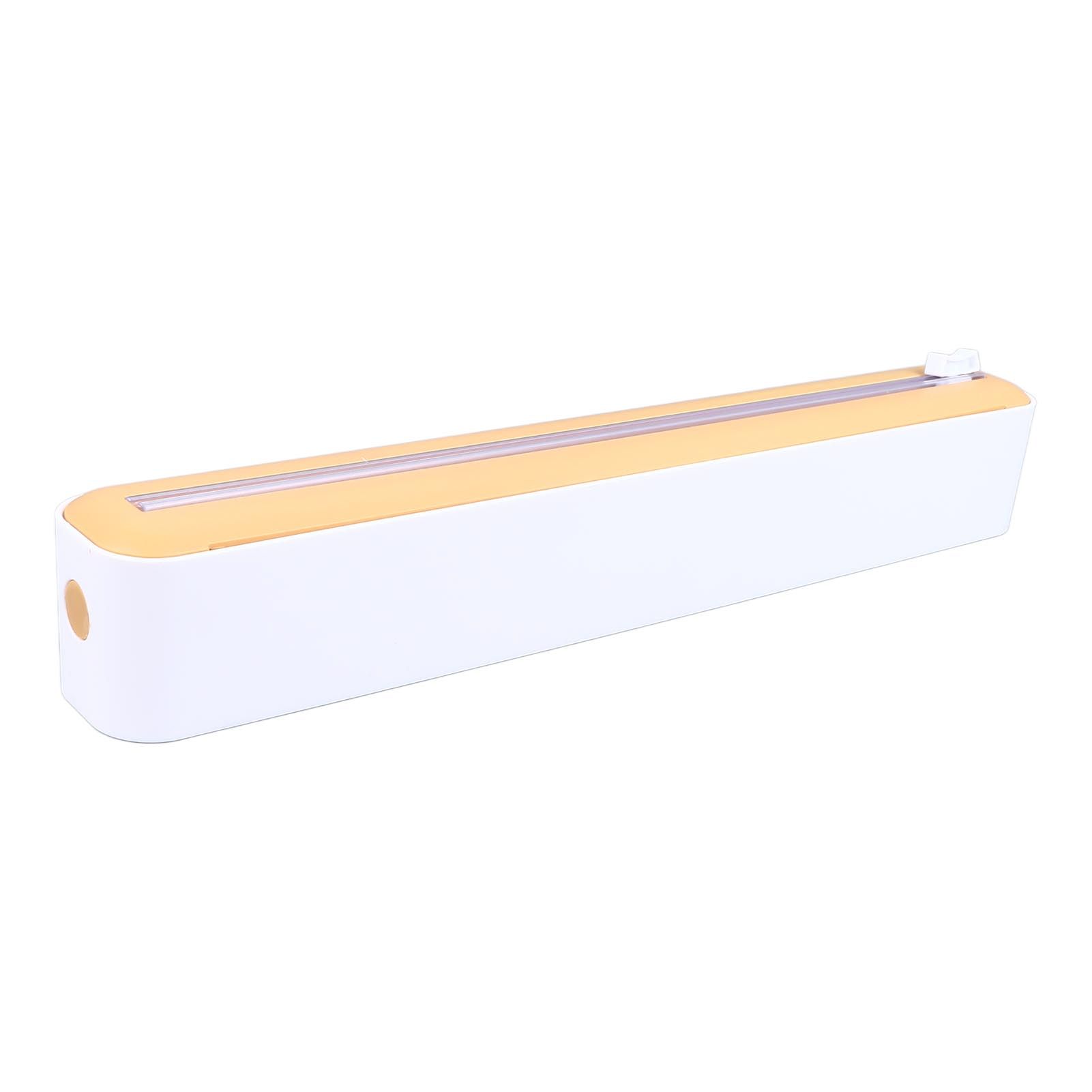 Reusable Cling Film Dispenser Magnetic Refillable Plastic Wrap Dispenser with Cutter Magnetic Stripe White Yellow - Image 3