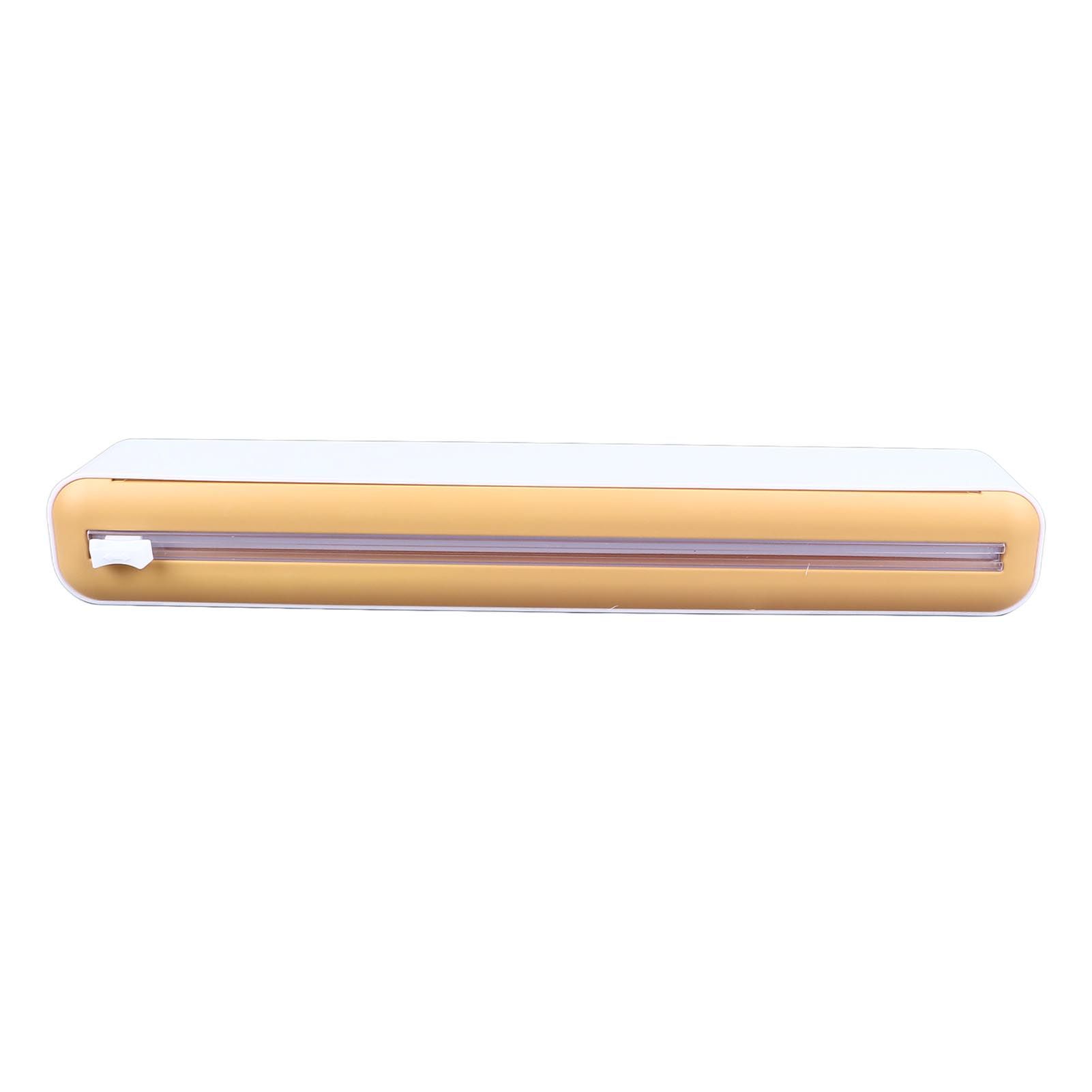Reusable Cling Film Dispenser Magnetic Refillable Plastic Wrap Dispenser with Cutter Magnetic Stripe White Yellow - Image 6