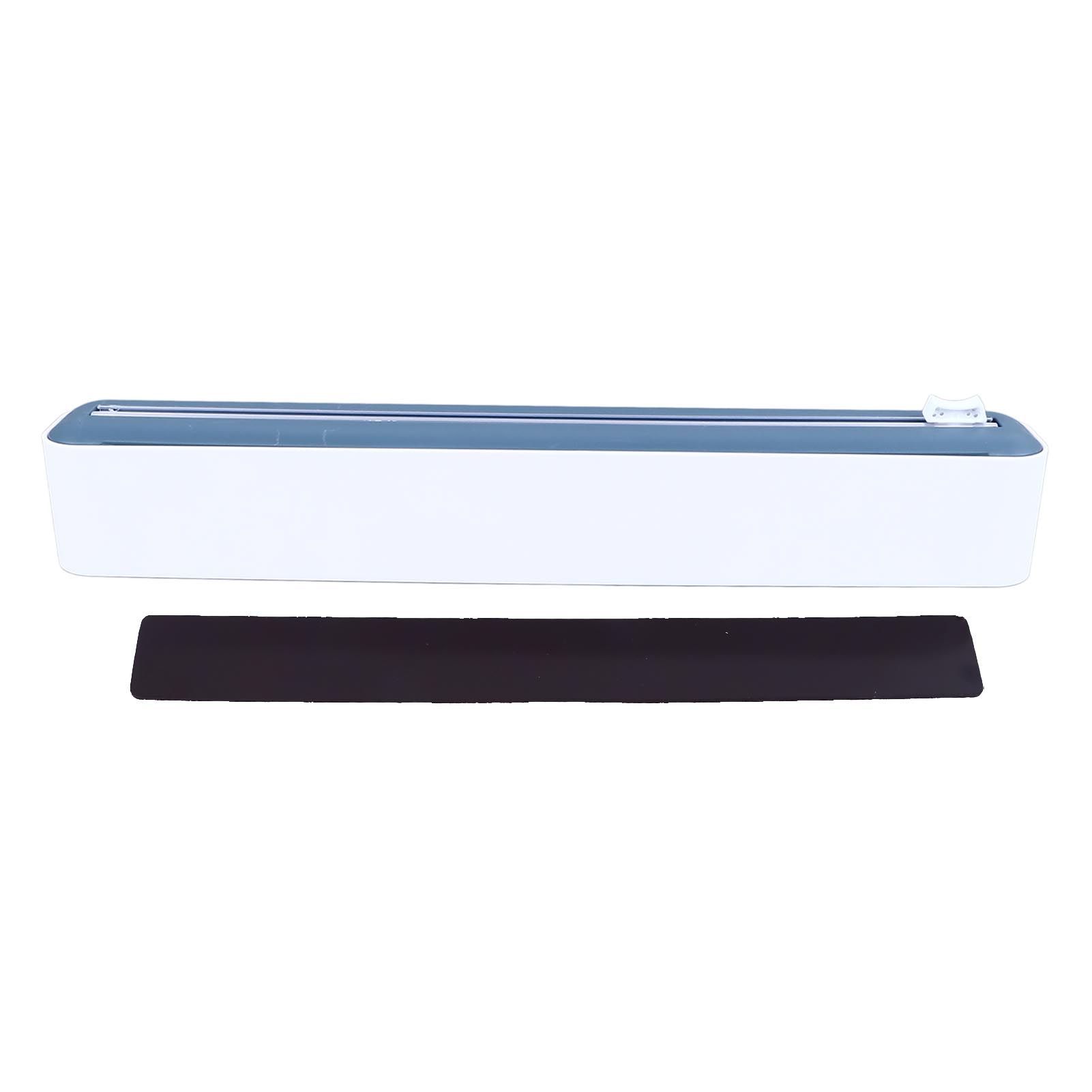 Reusable Cling Film Dispenser Magnetic Refillable Plastic Wrap Dispenser with Cutter Magnetic Stripe White Blue - Image 1