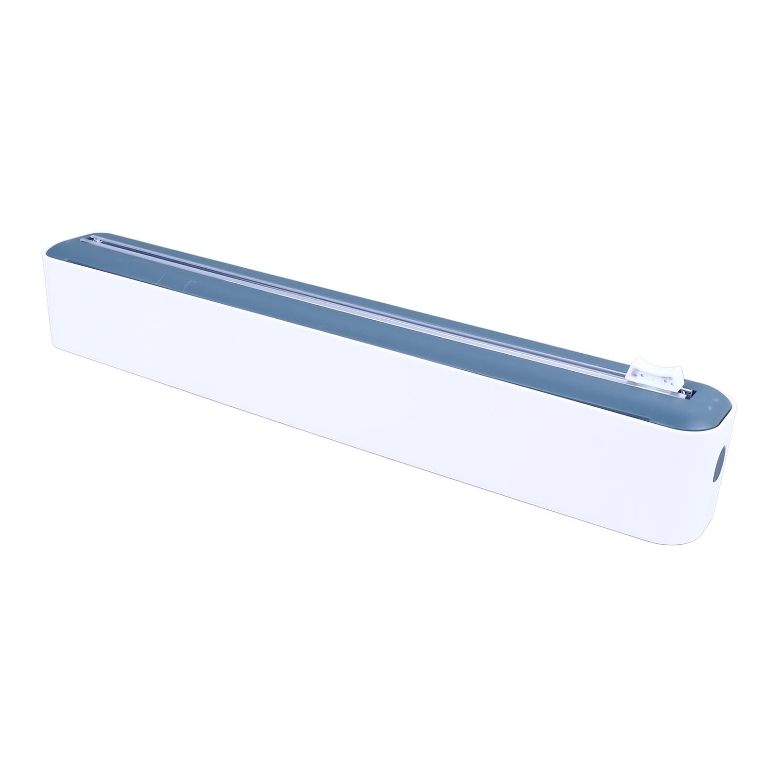 Reusable Cling Film Dispenser Magnetic Refillable Plastic Wrap Dispenser with Cutter Magnetic Stripe White Blue - Image 2