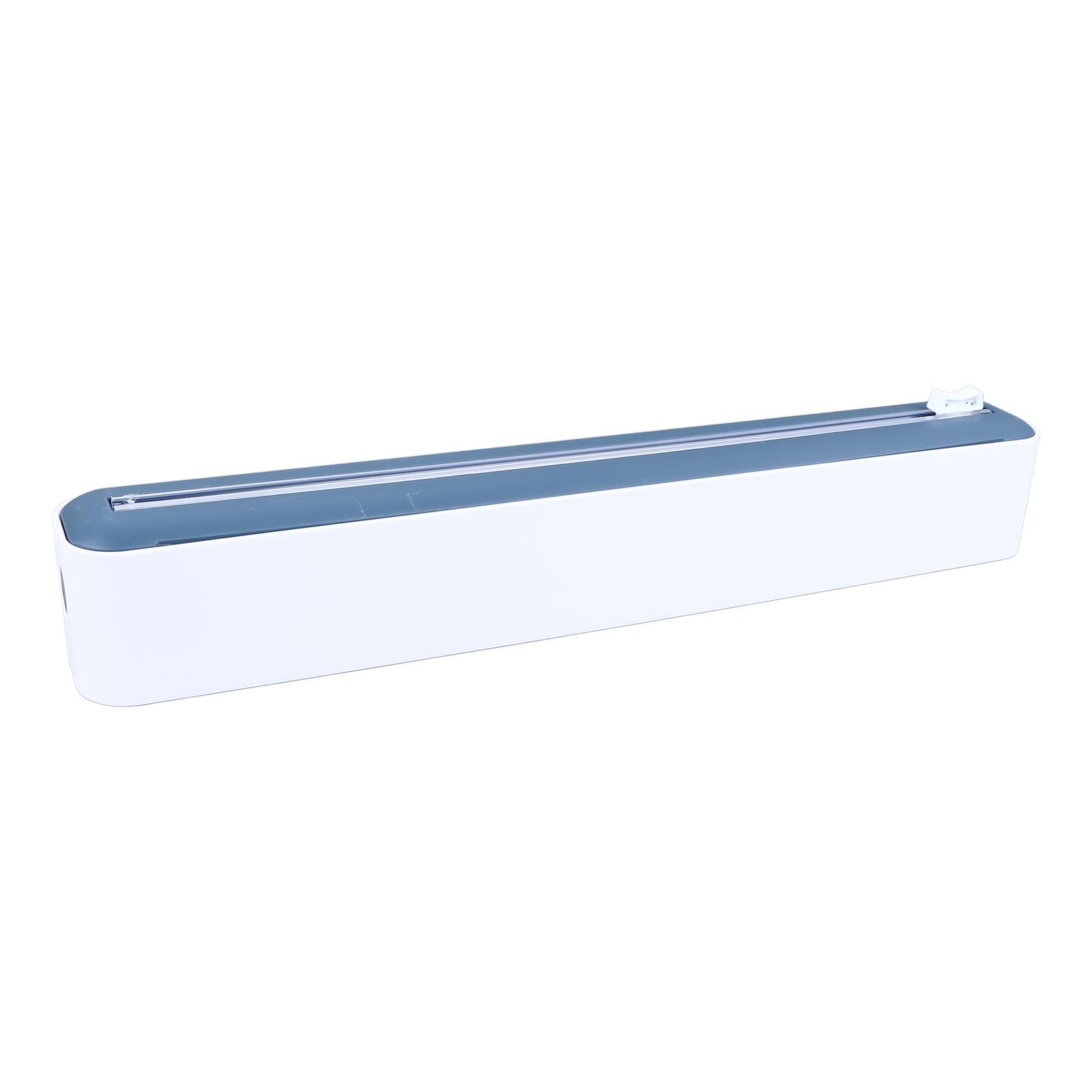 Reusable Cling Film Dispenser Magnetic Refillable Plastic Wrap Dispenser with Cutter Magnetic Stripe White Blue - Image 3