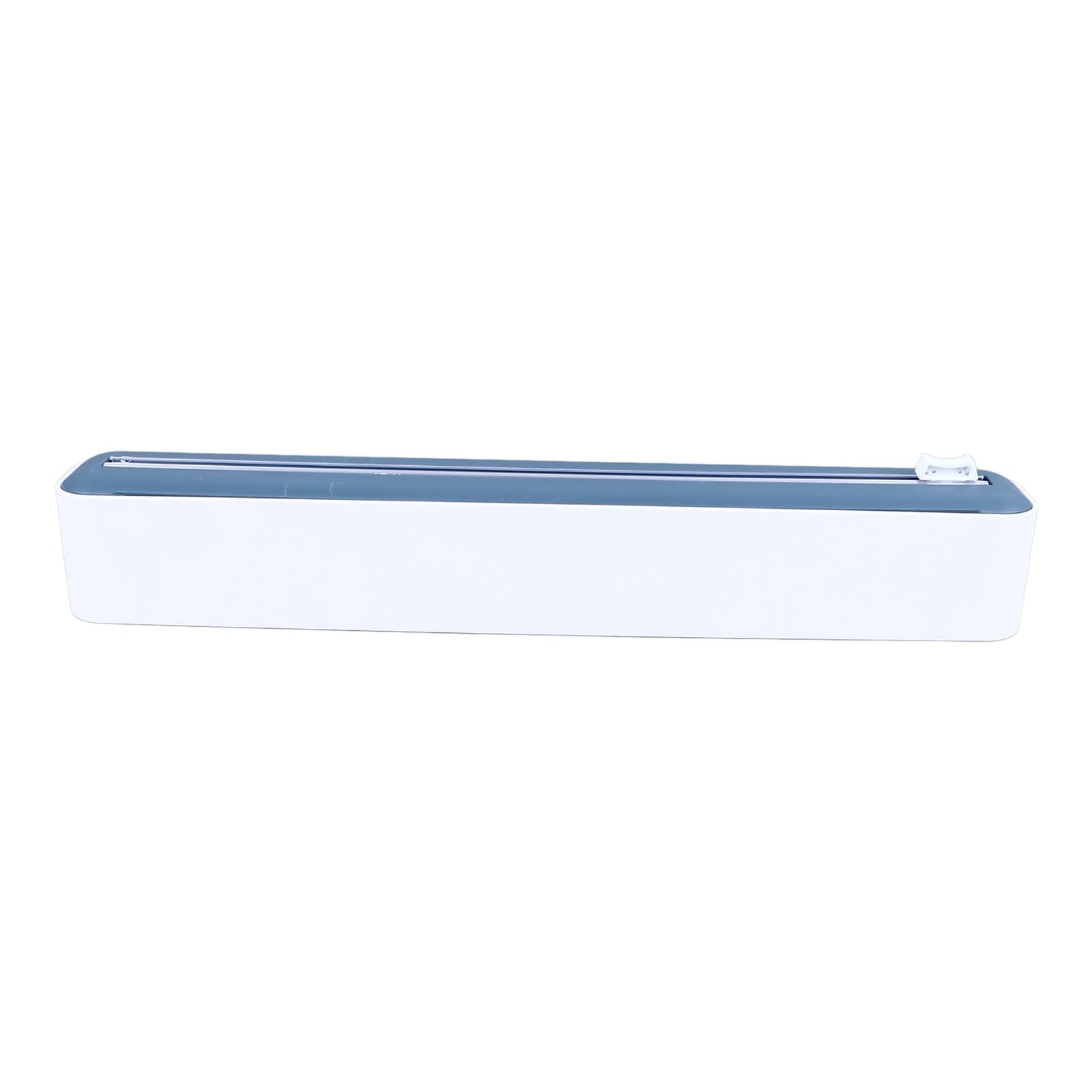 Reusable Cling Film Dispenser Magnetic Refillable Plastic Wrap Dispenser with Cutter Magnetic Stripe White Blue - Image 4