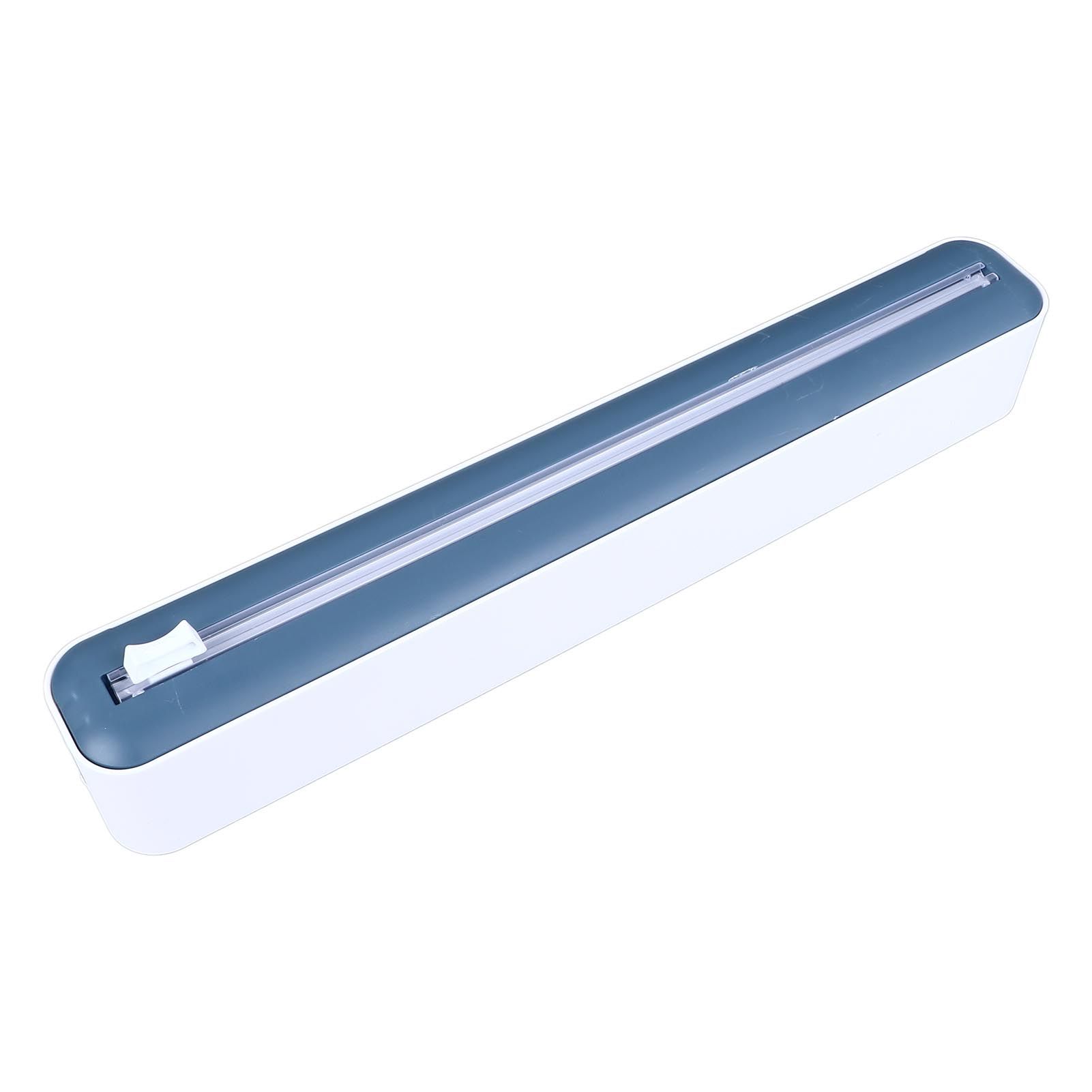 Reusable Cling Film Dispenser Magnetic Refillable Plastic Wrap Dispenser with Cutter Magnetic Stripe White Blue - Image 5