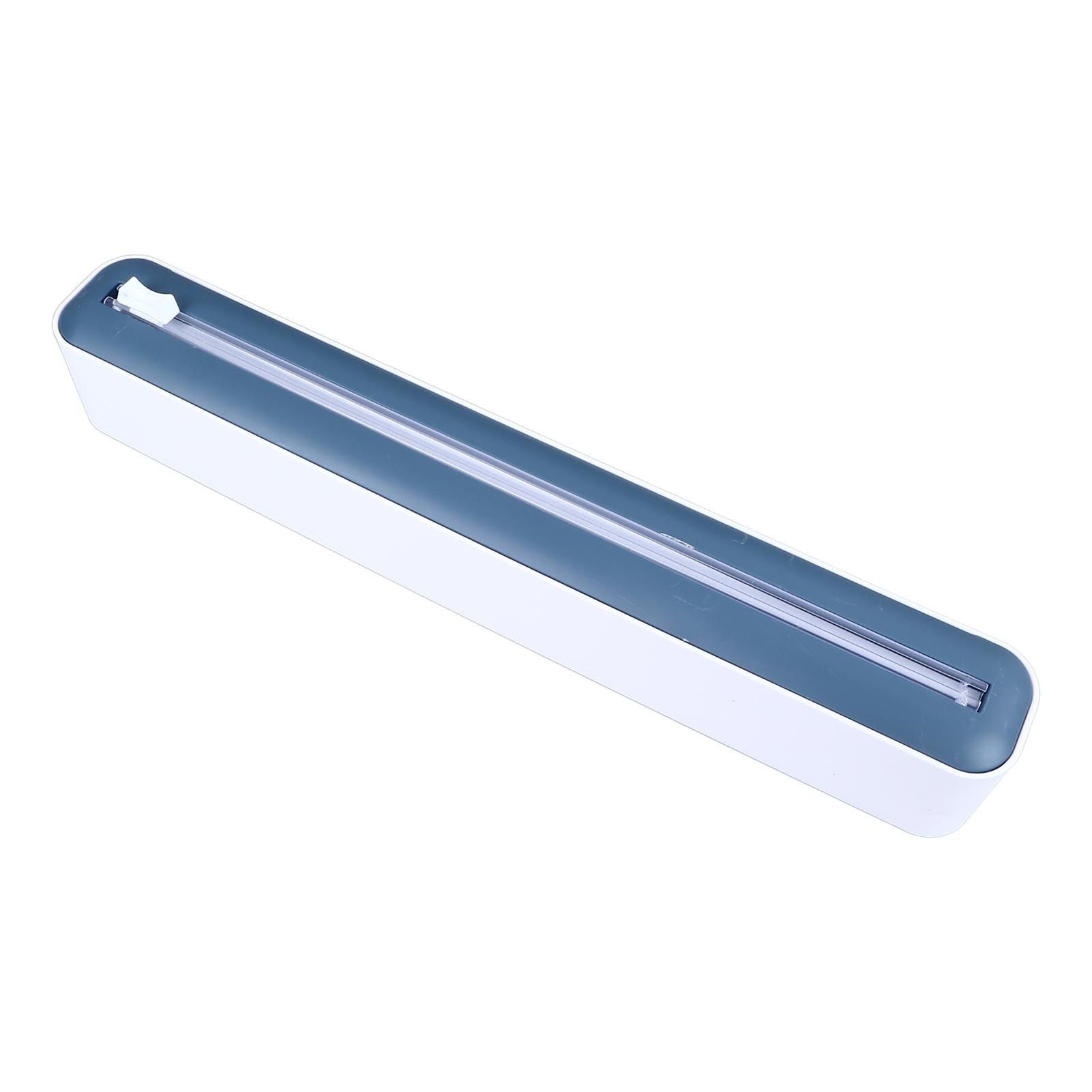 Reusable Cling Film Dispenser Magnetic Refillable Plastic Wrap Dispenser with Cutter Magnetic Stripe White Blue - Image 6