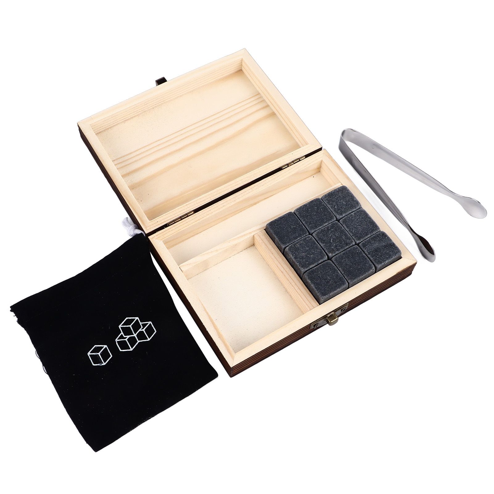 Whisky Stones Cube Shaped Granite Chilling Whiskey Rocks Set Recyclable Quick Drying Whisky Stones with Pine Box - Image 5