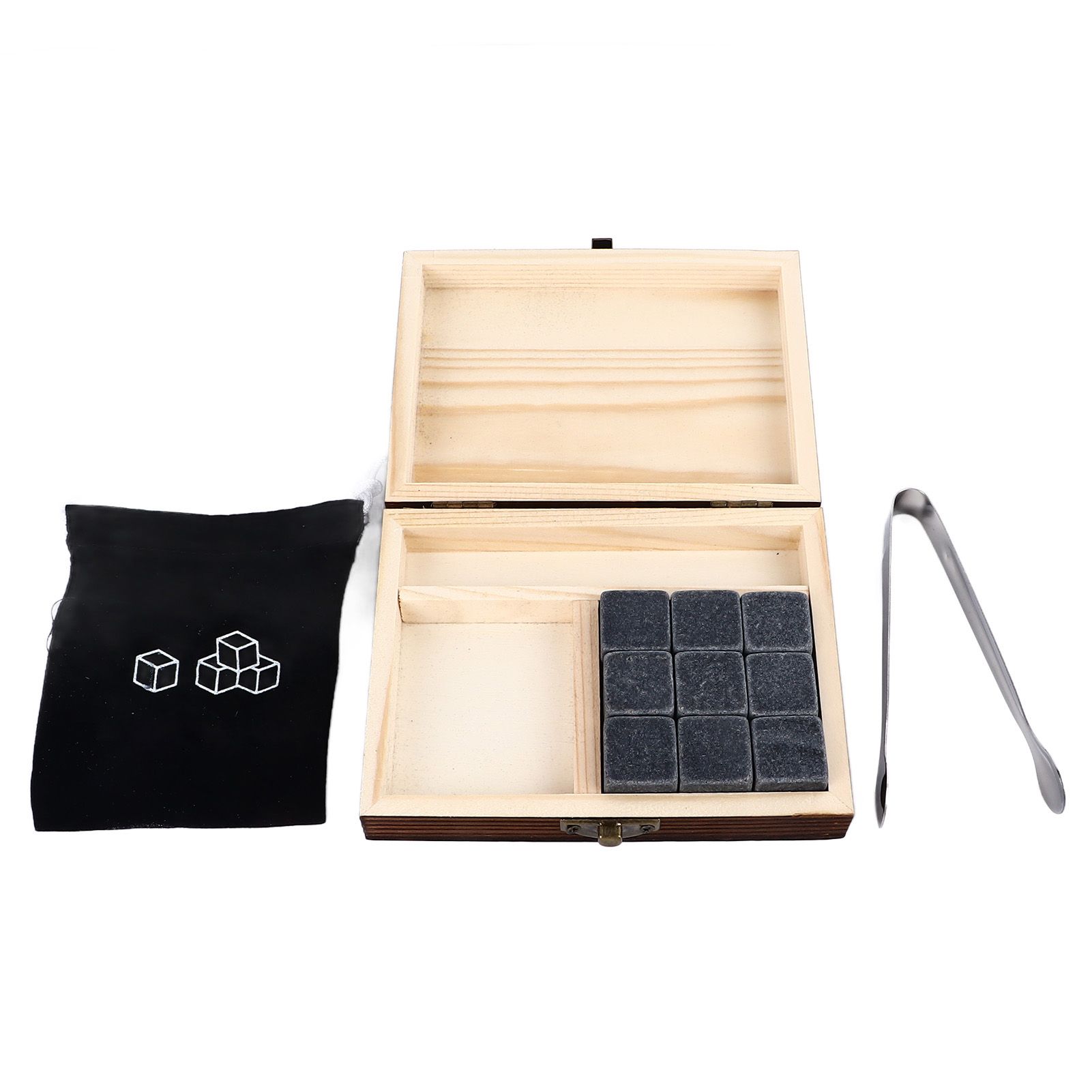 Whisky Stones Cube Shaped Granite Chilling Whiskey Rocks Set Recyclable Quick Drying Whisky Stones with Pine Box - Image 6