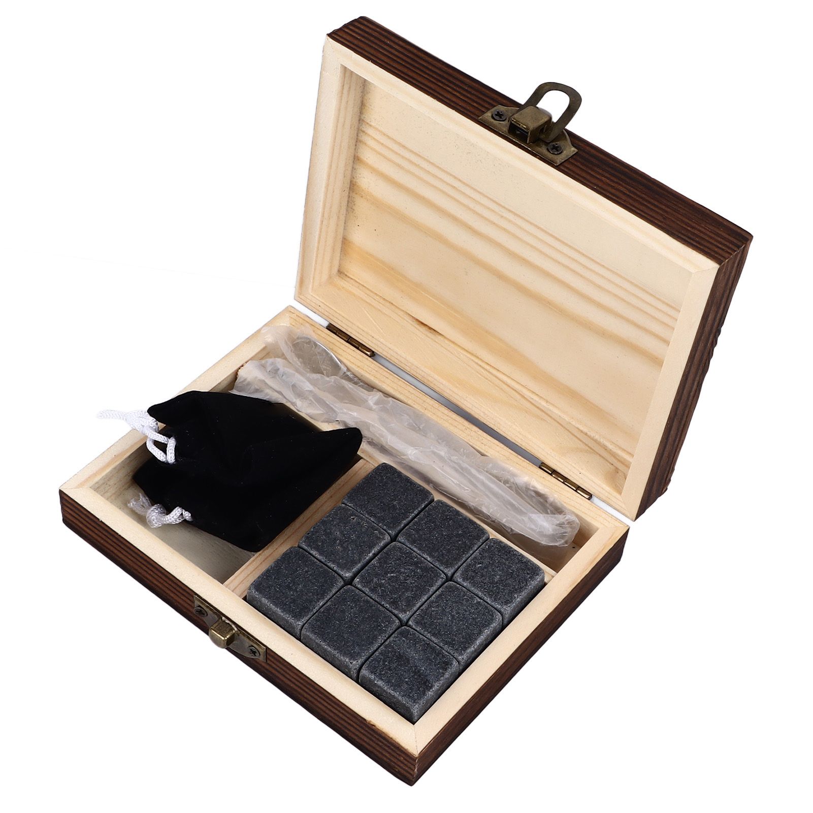 Whisky Stones Cube Shaped Granite Chilling Whiskey Rocks Set Recyclable Quick Drying Whisky Stones with Pine Box - Image 8