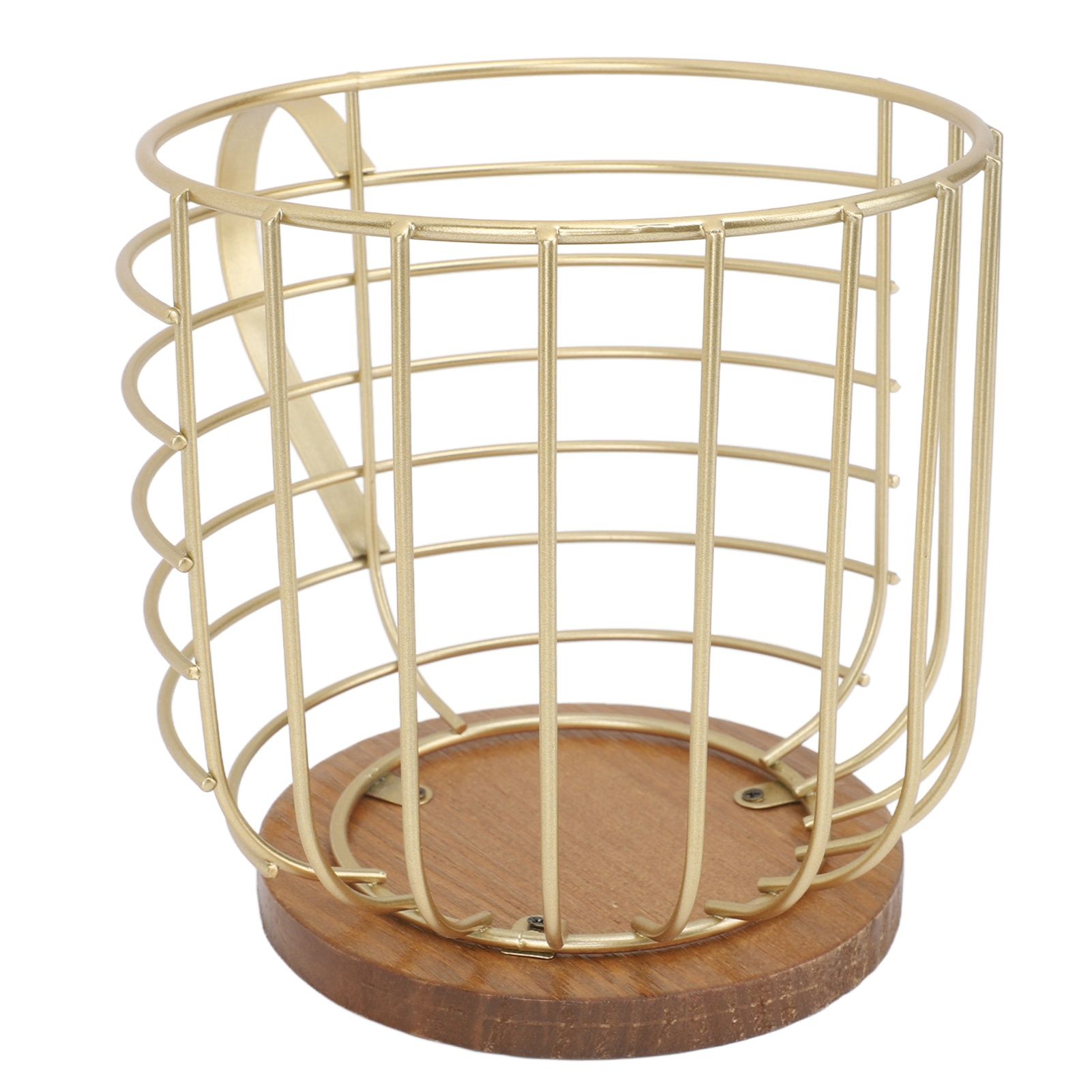 Coffee Pod Holder Iron Large Capacity Space Saving Wooden Base Coffee Pods Storage Organizer for Home Coffee Bar Gold with Lid - Image 5