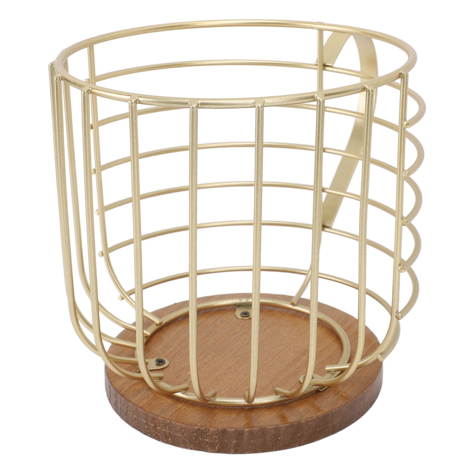 Coffee Pod Holder Iron Large Capacity Space Saving Wooden Base Coffee Pods Storage Organizer for Home Coffee Bar Gold with Lid - Image 6