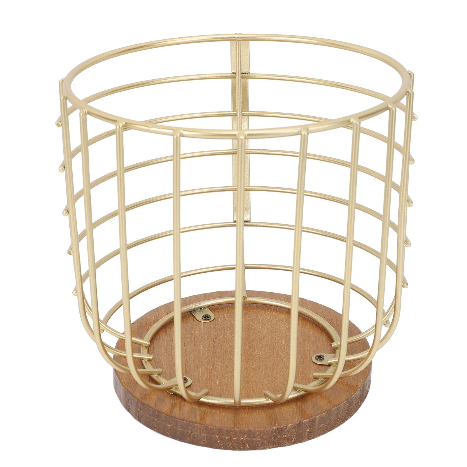 Coffee Pod Holder Iron Large Capacity Space Saving Wooden Base Coffee Pods Storage Organizer for Home Coffee Bar Gold with Lid - Image 7