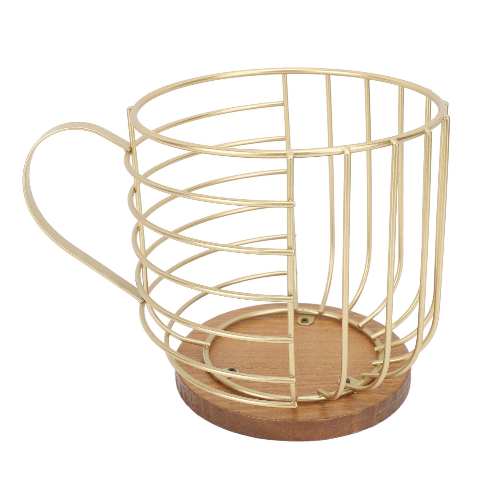 Coffee Pod Holder Iron Large Capacity Space Saving Wooden Base Coffee Pods Storage Organizer for Home Coffee Bar Gold with Lid - Image 8