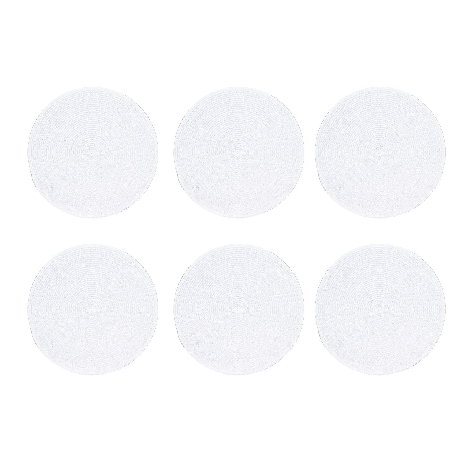 6PCS Round Placemat Woven White Table Mat Heat Insulation Easy to Clean Versatile Dining Accessory for Home Kitchen Decor - Image 1