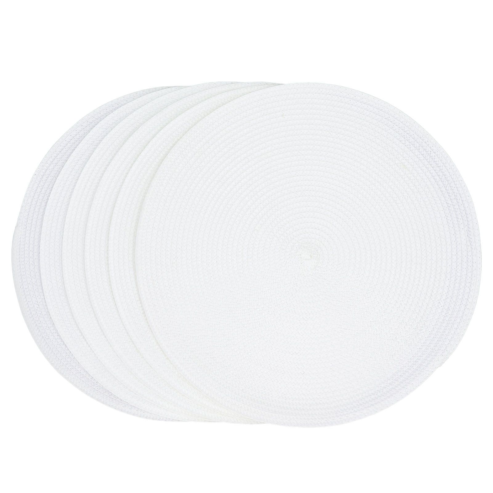 6PCS Round Placemat Woven White Table Mat Heat Insulation Easy to Clean Versatile Dining Accessory for Home Kitchen Decor - Image 8
