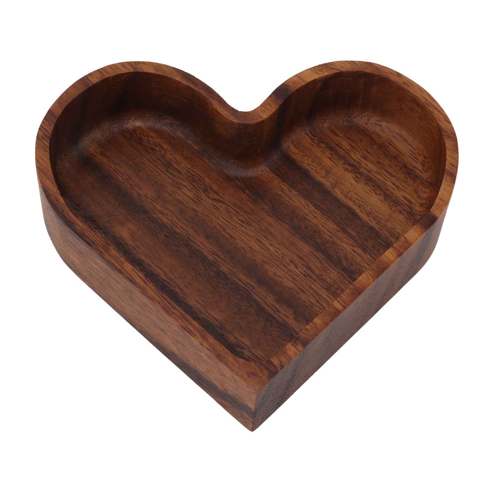 Walnut Fruit Plate Smooth Textured Elegant Wood Serving Tray for Snack Fruit Nut Kitchen Utensils Heart 14.5x14.5cm - Image 1