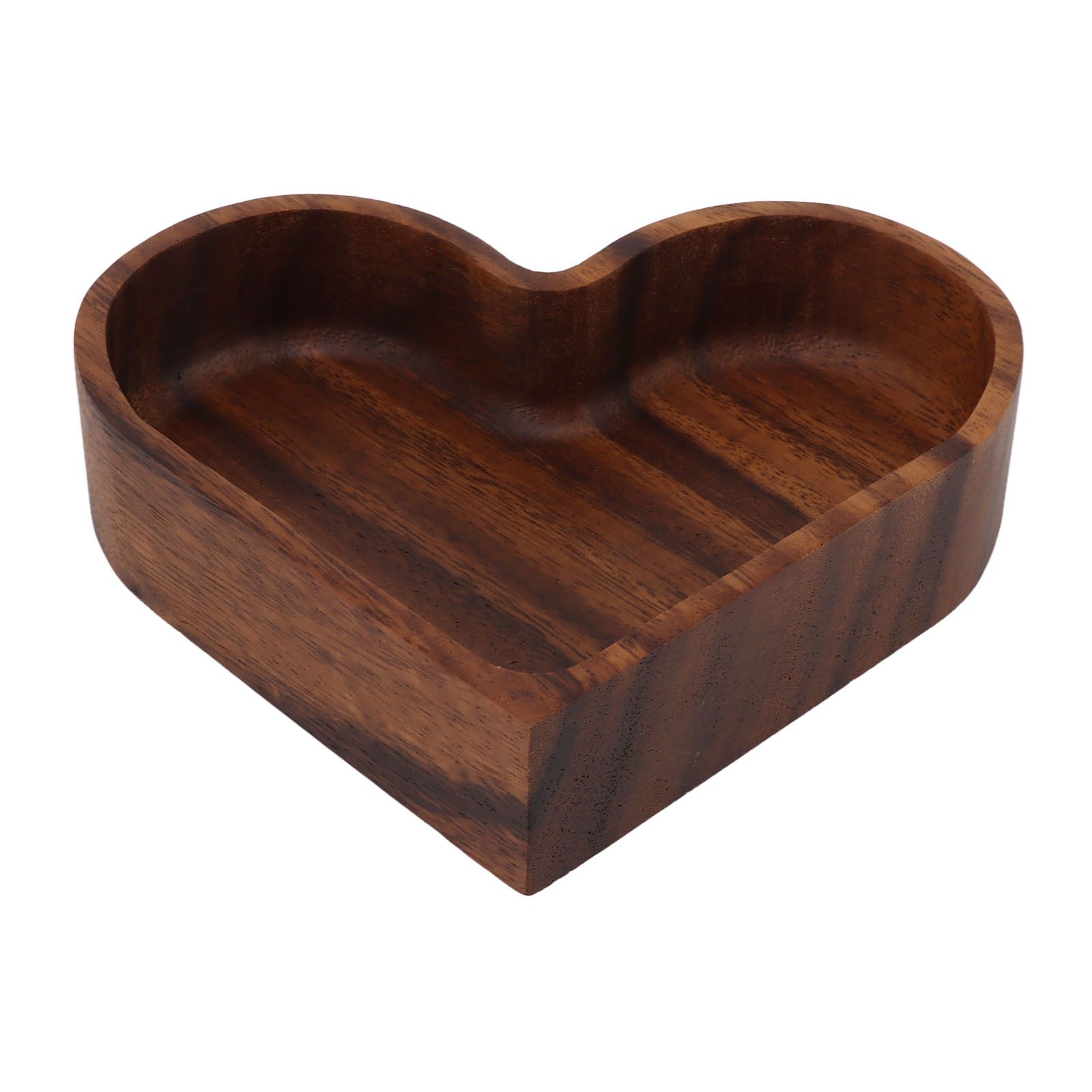 Walnut Fruit Plate Smooth Textured Elegant Wood Serving Tray for Snack Fruit Nut Kitchen Utensils Heart 14.5x14.5cm - Image 2