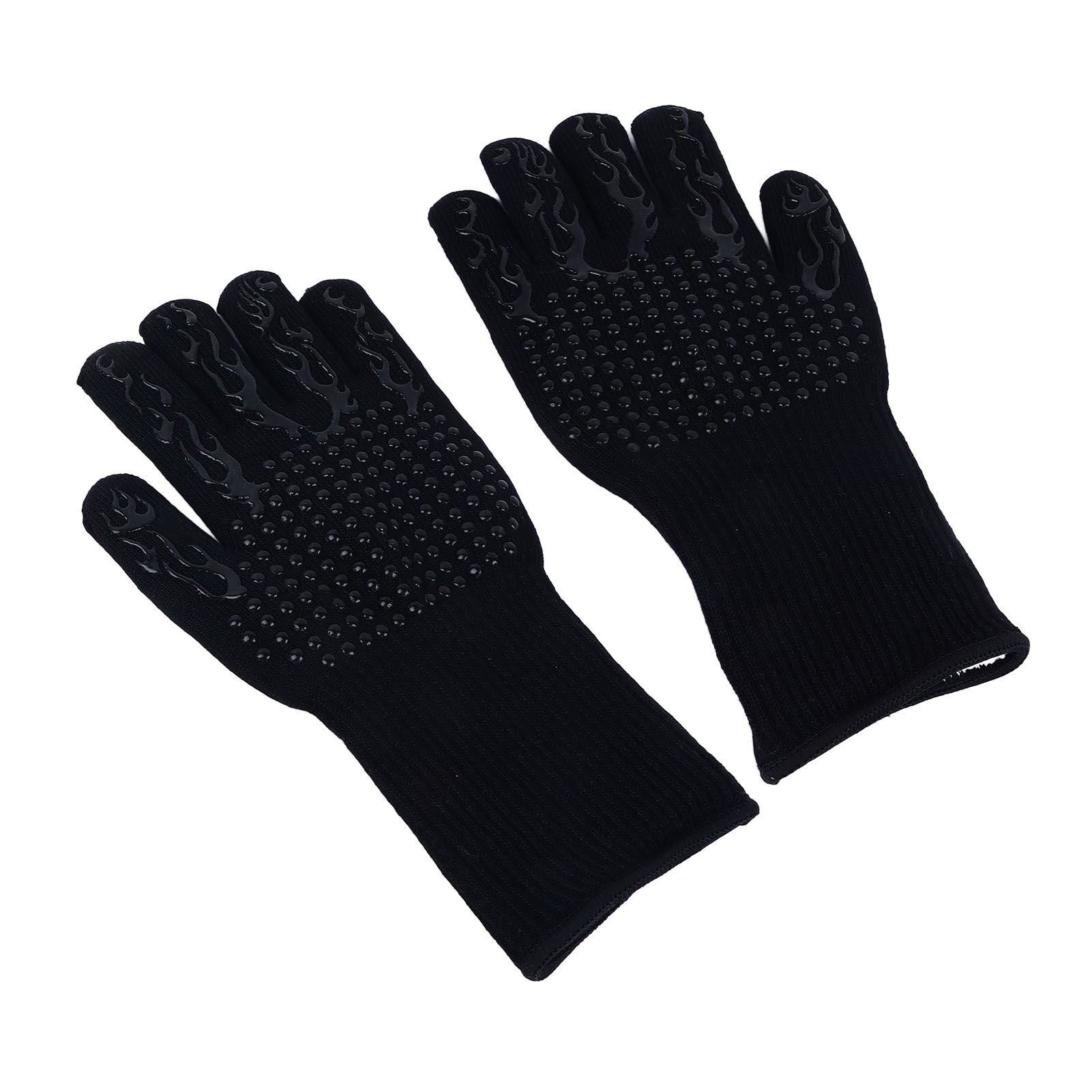 BBQ Gloves Fireproof Heat Resistant Prevent Slip Grilling Gloves for Microwave Oven Barbecue Baking Black - Image 3