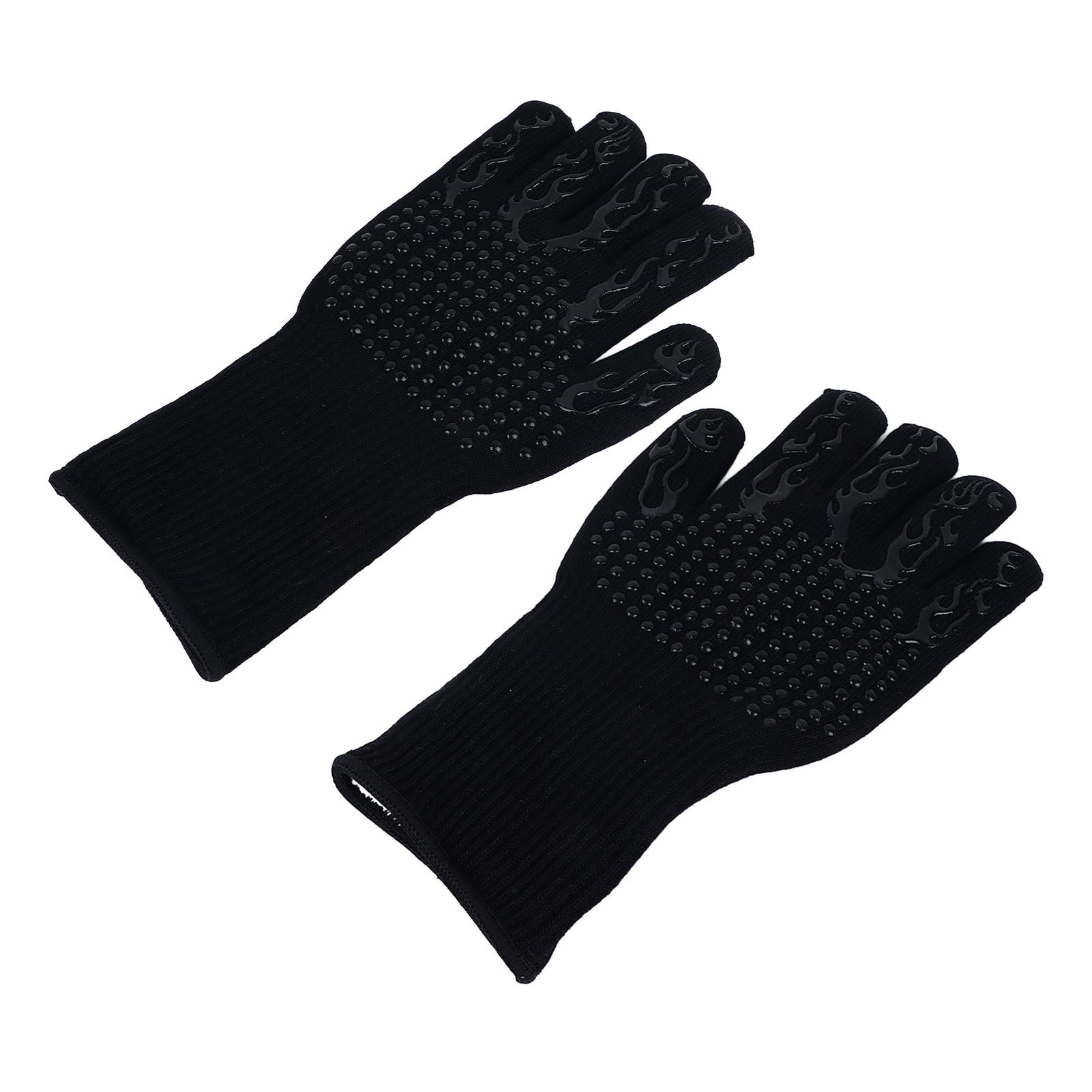 BBQ Gloves Fireproof Heat Resistant Prevent Slip Grilling Gloves for Microwave Oven Barbecue Baking Black - Image 4