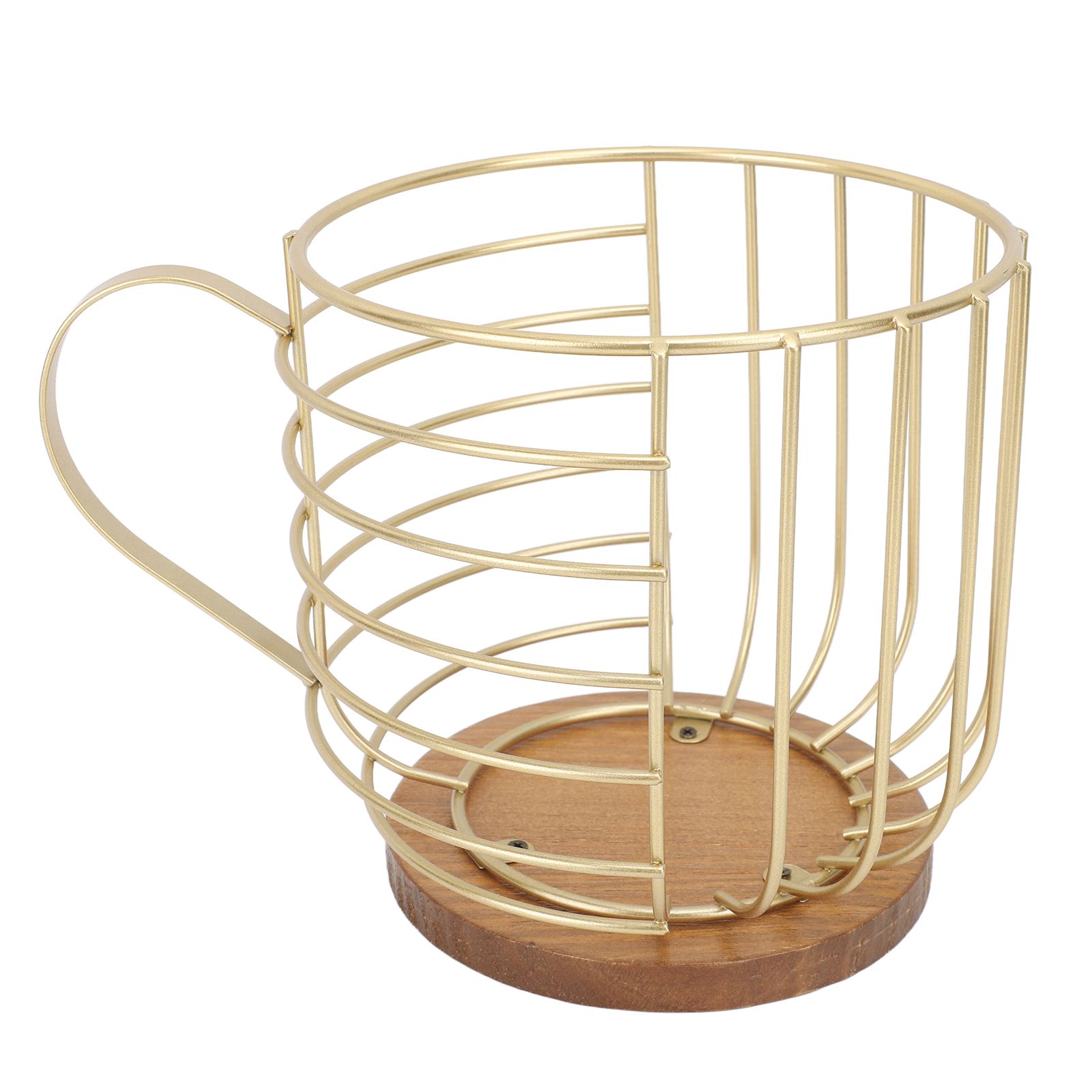 Mug Shape Coffee Pod Holder Coffee Capsule Storage Basket for Counter Coffee Bar Tabletop Kitchen Living Room Wordless Gold - Image 1