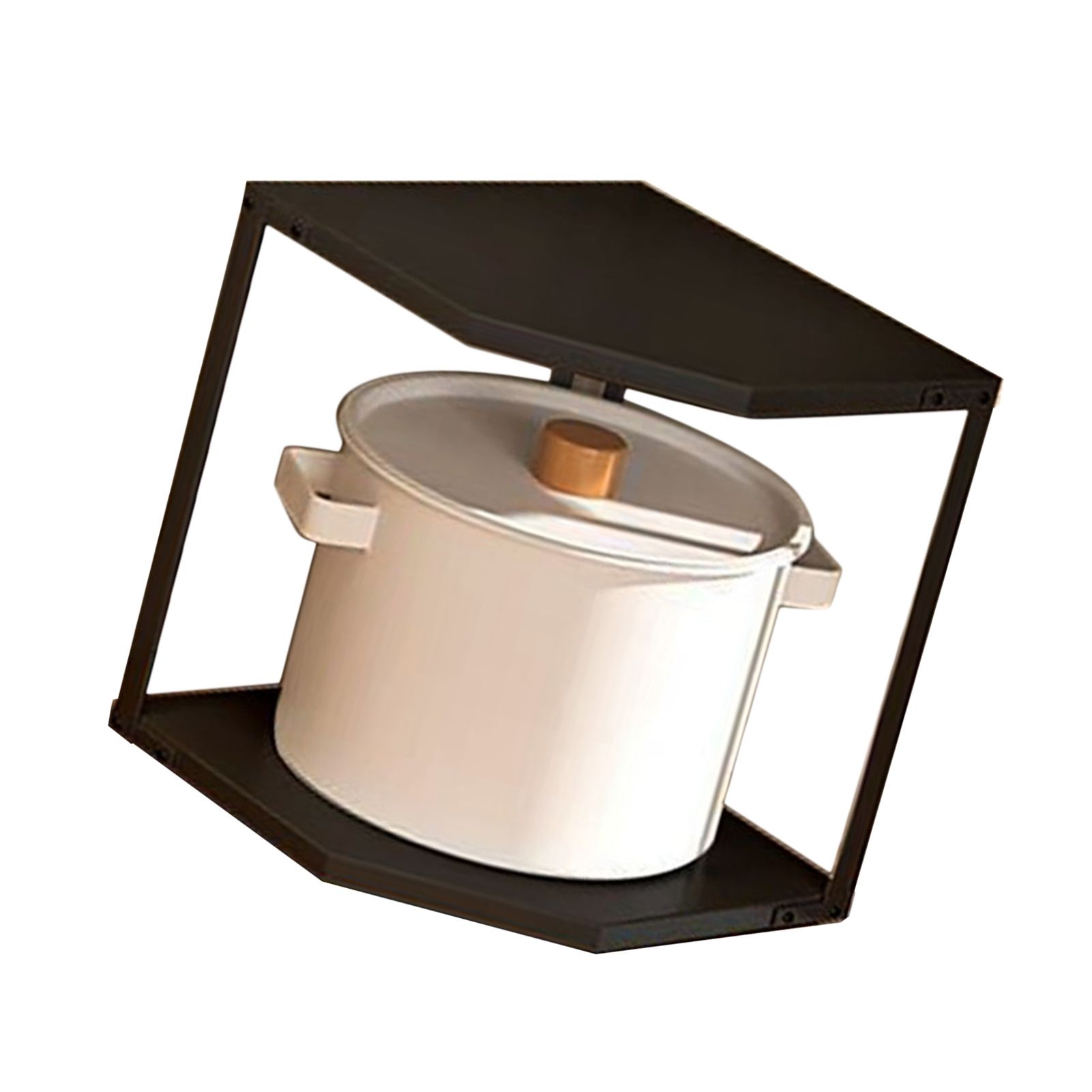 Kitchen Small Corner Shelf Rack Fan Shaped Space Saving Stable Carbon Steel Cookware Stand for Pots Pans 2 Layer Black 27x27x27.6cm - Image 4