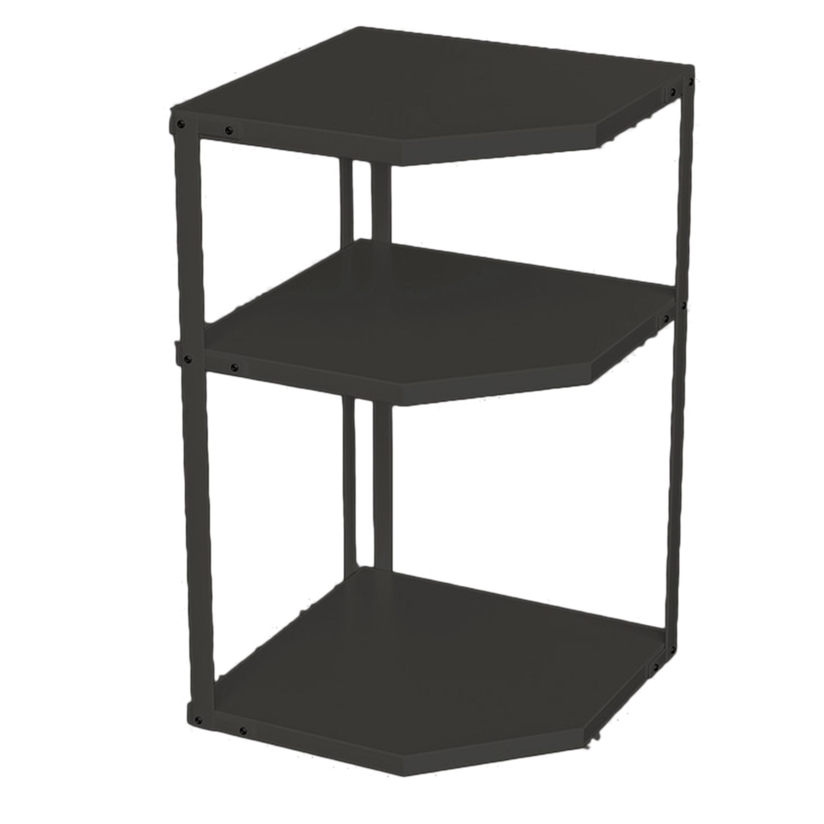 Kitchen Small Corner Shelf Rack Fan Shaped Space Saving Stable Carbon Steel Cookware Stand for Pots Pans 3 Layer Black 27x27x45.5cm - Image 1