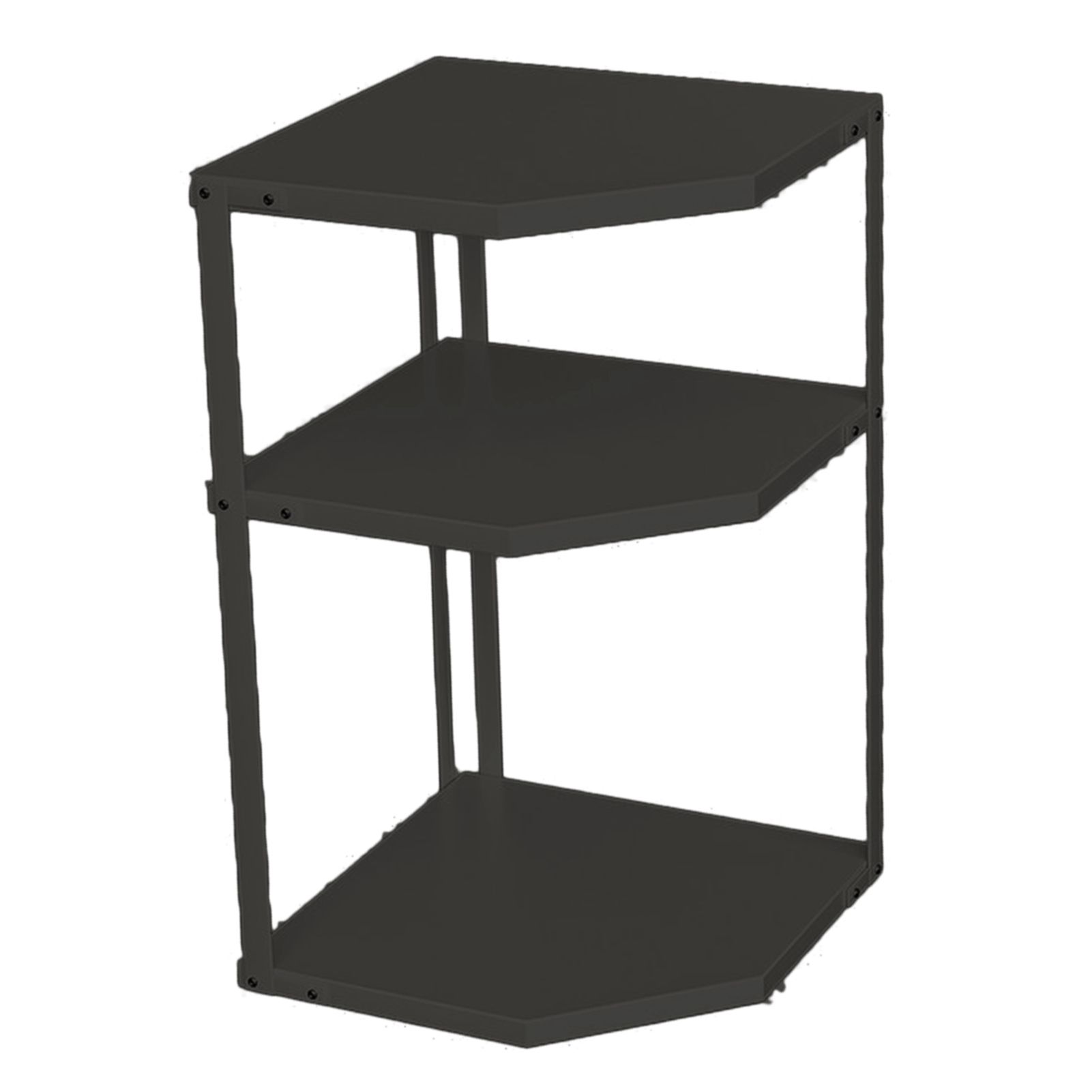 Kitchen Small Corner Shelf Rack Fan Shaped Space Saving Stable Carbon Steel Cookware Stand for Pots Pans 3 Layer Black 27x27x45.5cm - Image 2