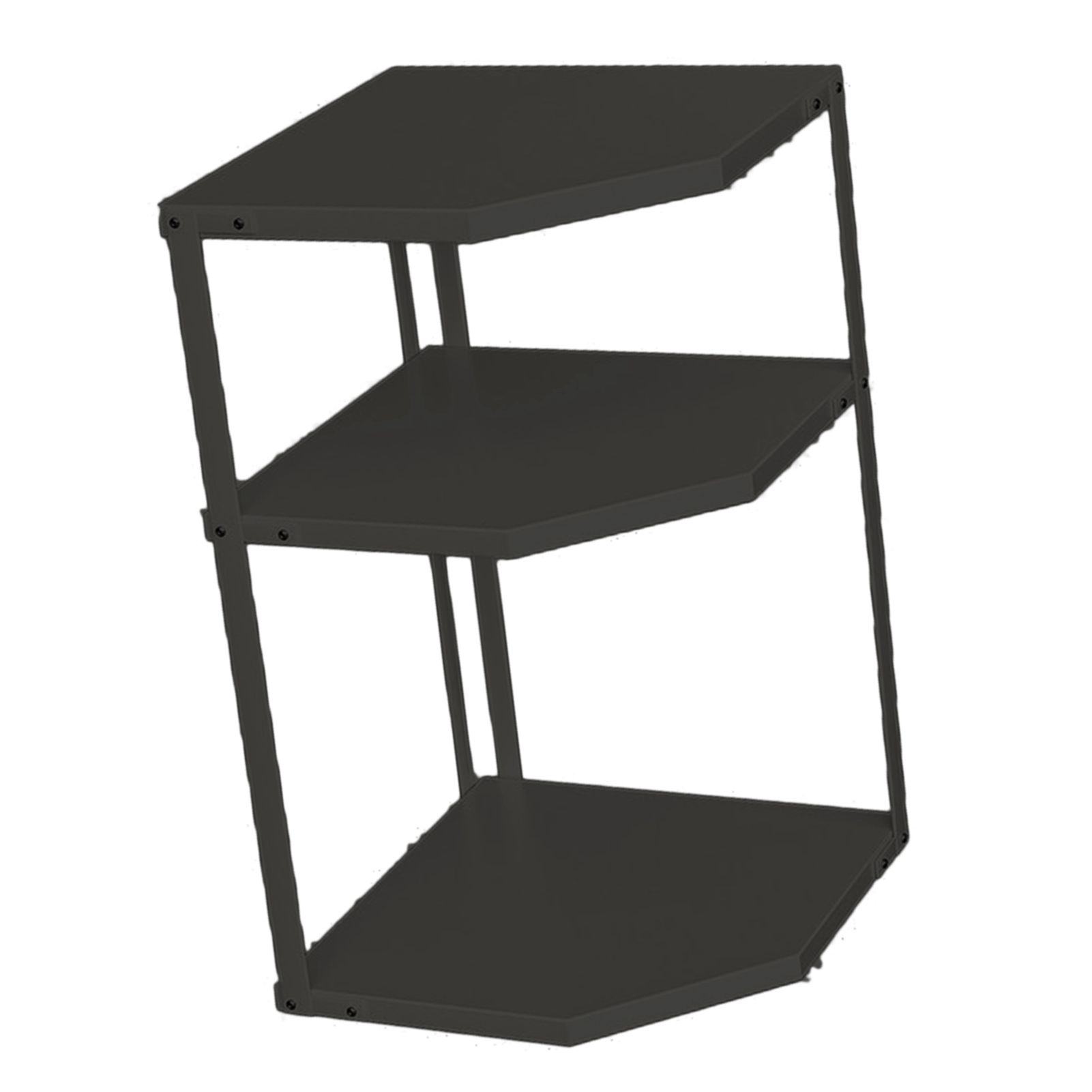 Kitchen Small Corner Shelf Rack Fan Shaped Space Saving Stable Carbon Steel Cookware Stand for Pots Pans 3 Layer Black 27x27x45.5cm - Image 3