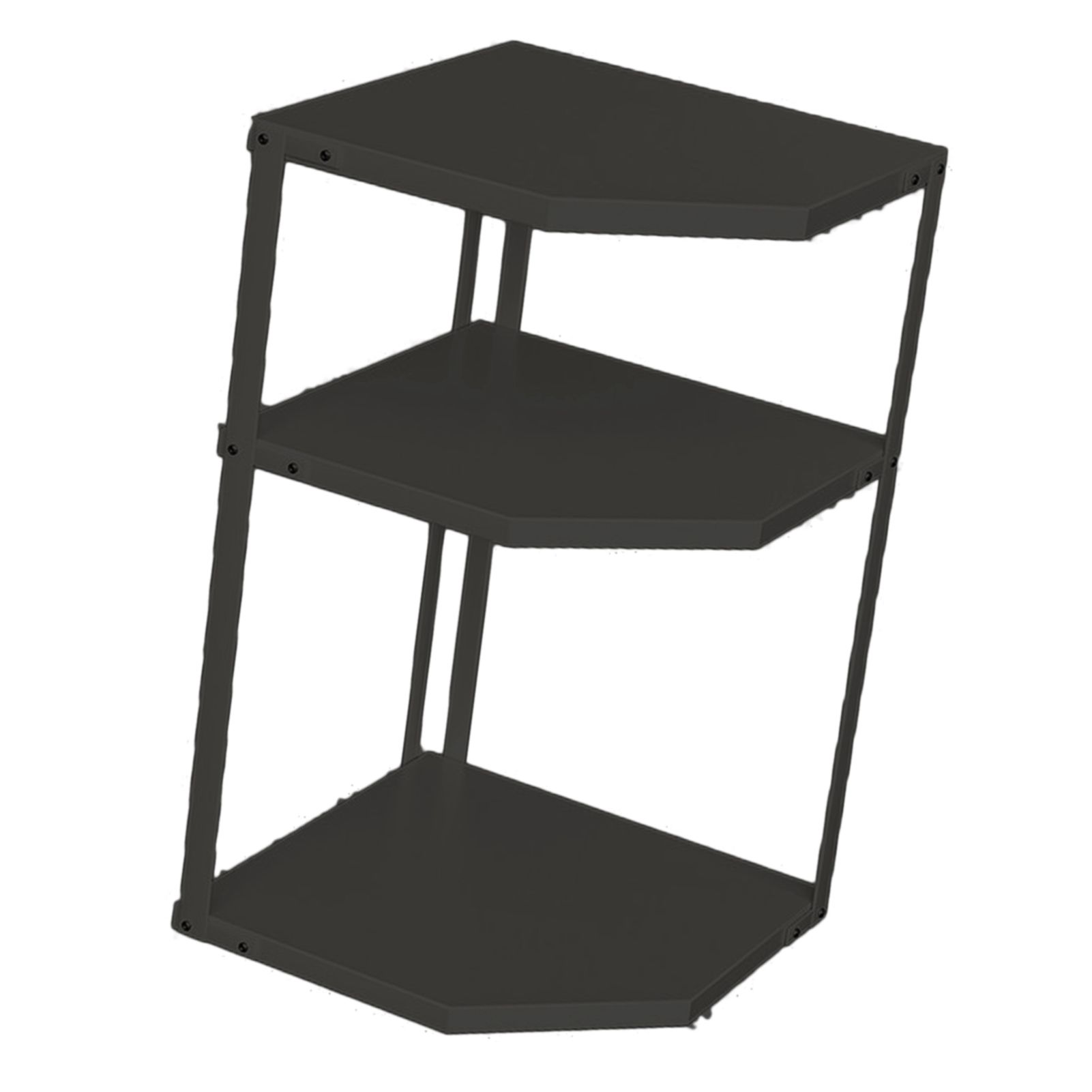Kitchen Small Corner Shelf Rack Fan Shaped Space Saving Stable Carbon Steel Cookware Stand for Pots Pans 3 Layer Black 27x27x45.5cm - Image 4