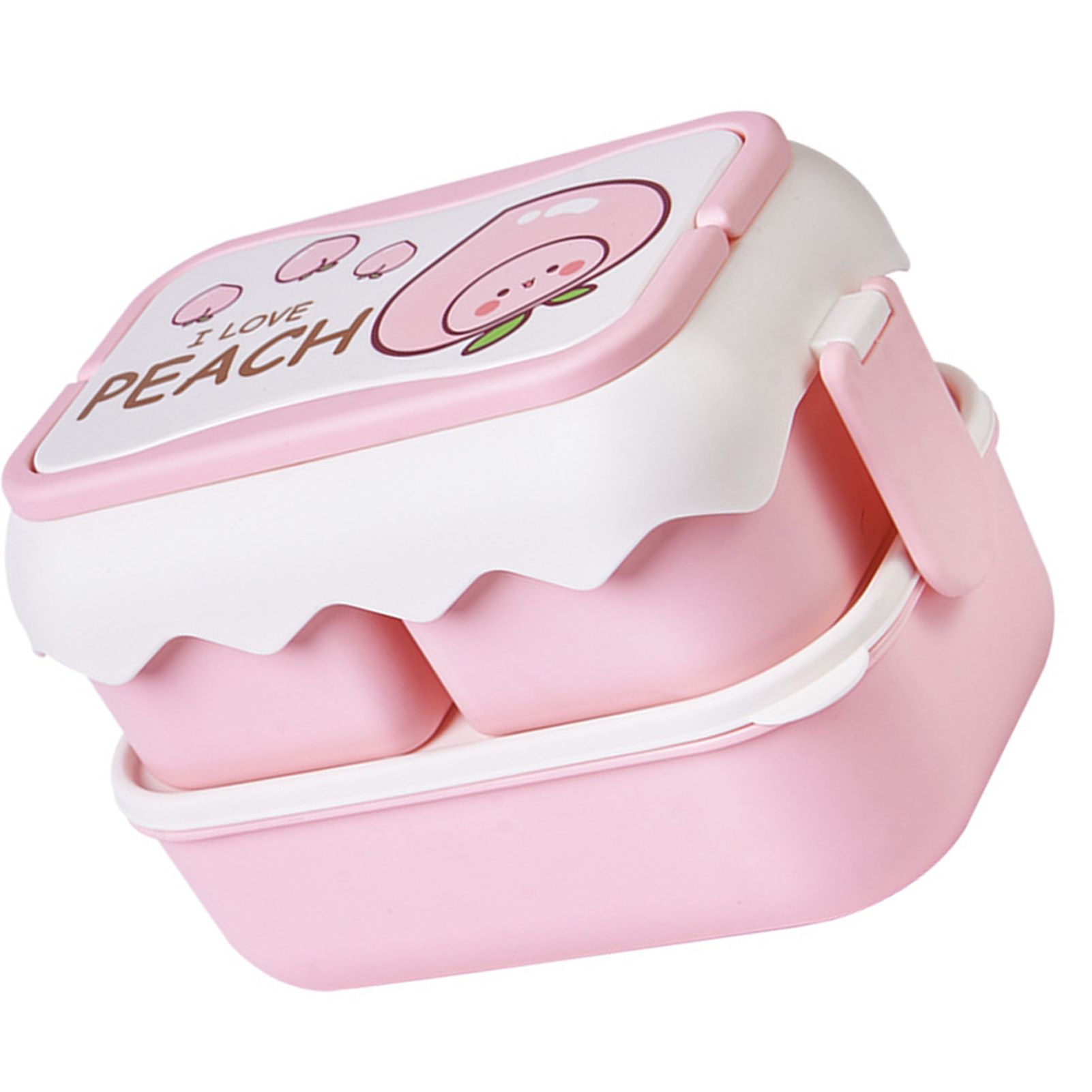 Cute Portable Students Lunch Box Microwaveable Children Cartoon Bento Box Independent Compartment Lunch Container Pink - Image 2
